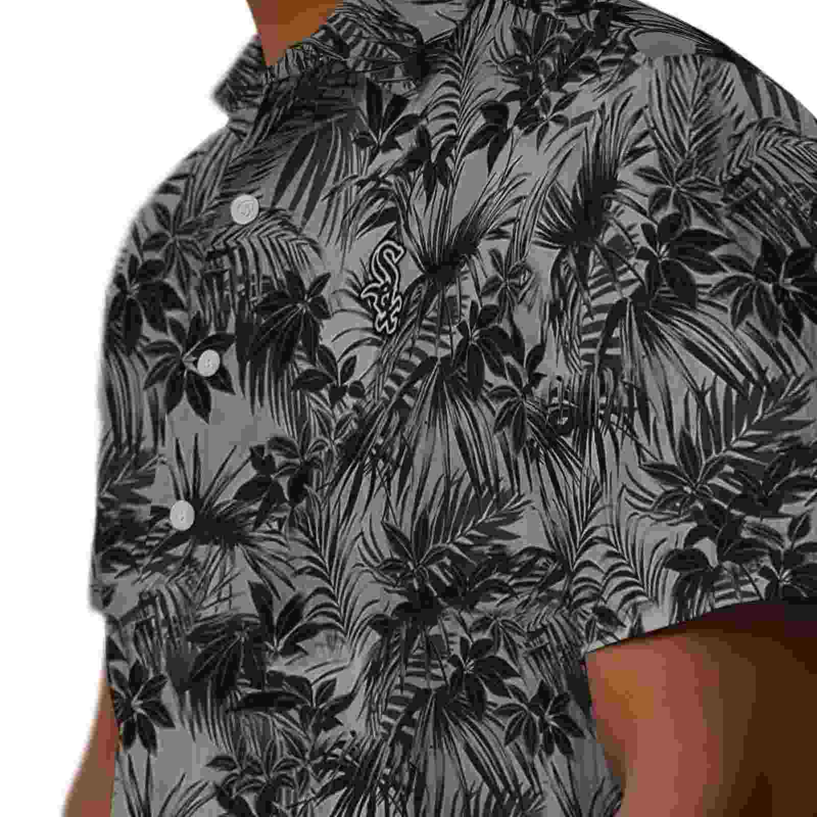 chicago white sox leafy pattern black hawaiian shirt trendy