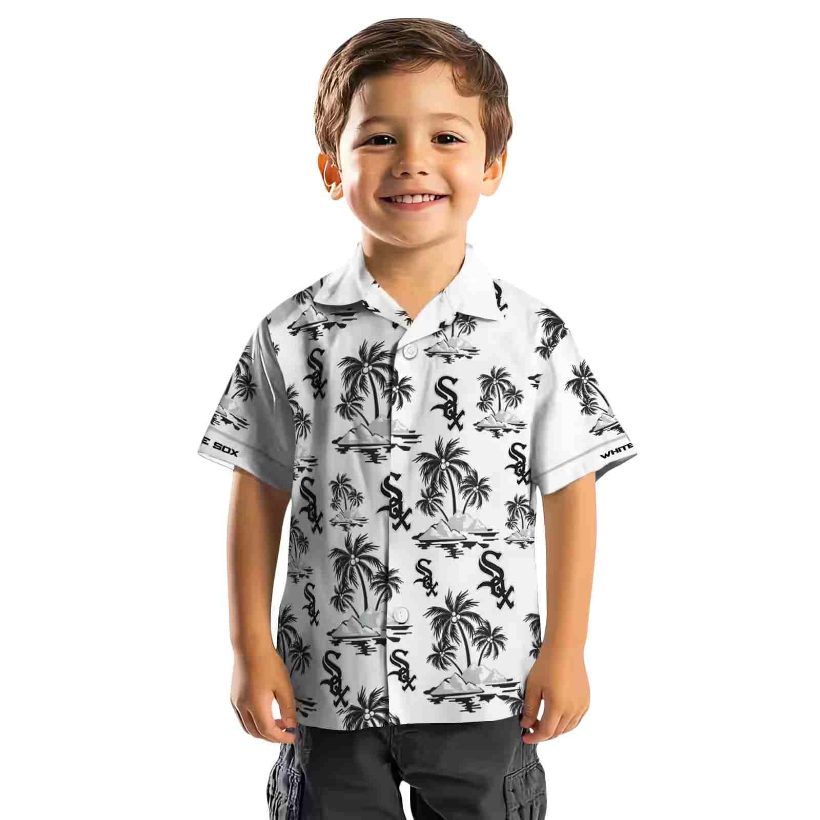 chicago white sox palm island print black white hawaiian shirt top rated