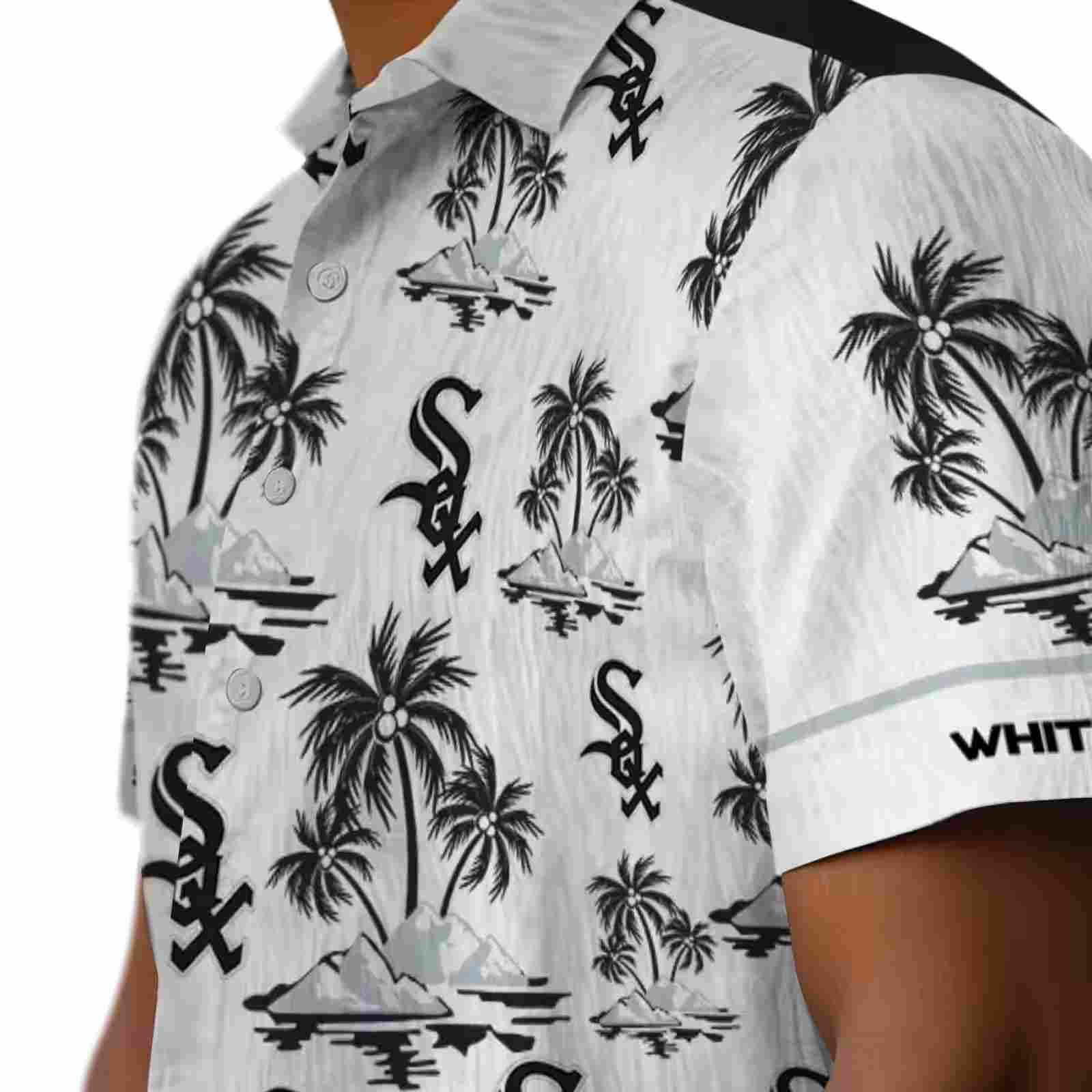 chicago white sox palm island print black white hawaiian shirt trendy