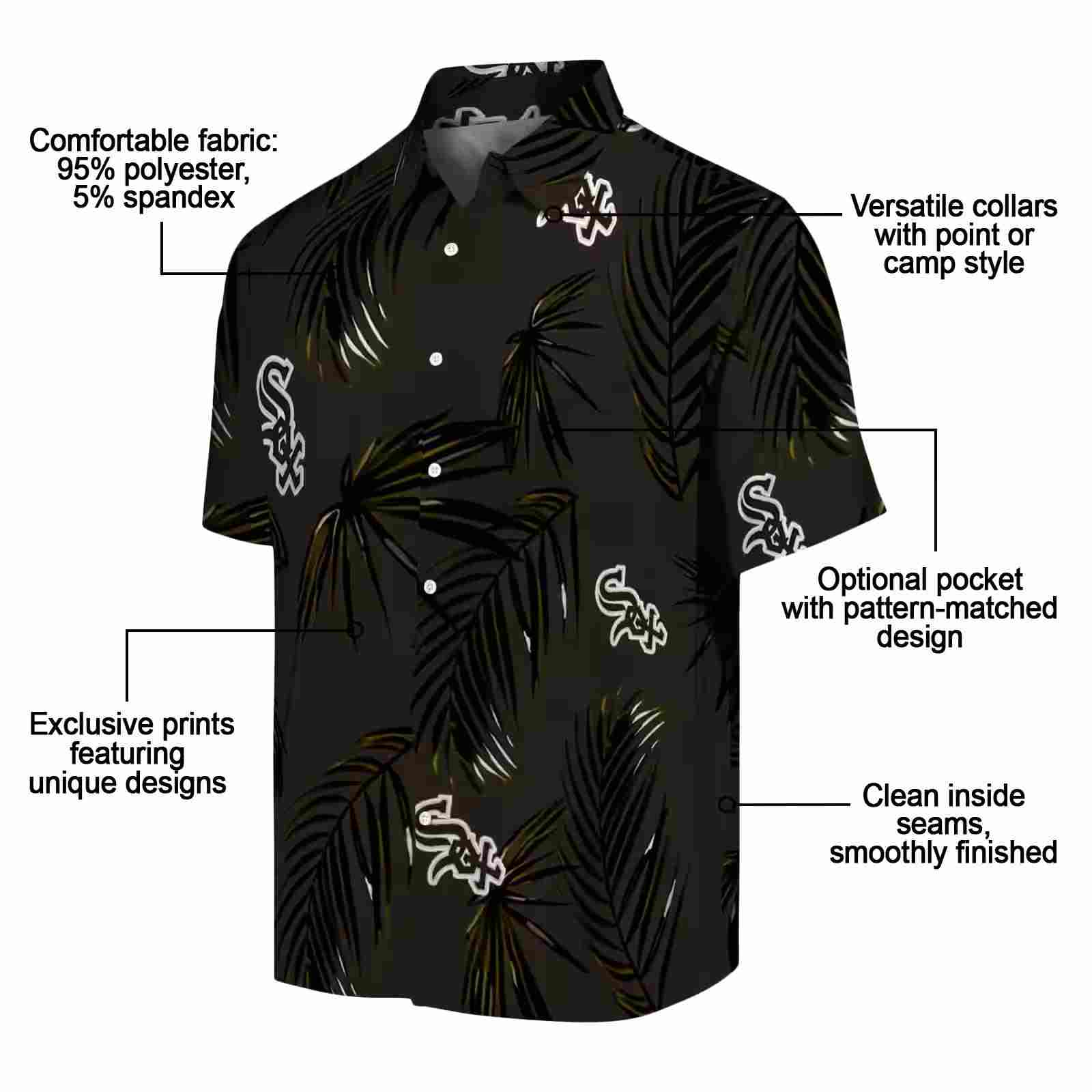 chicago white sox palm leaf black hawaiian shirt new arrival