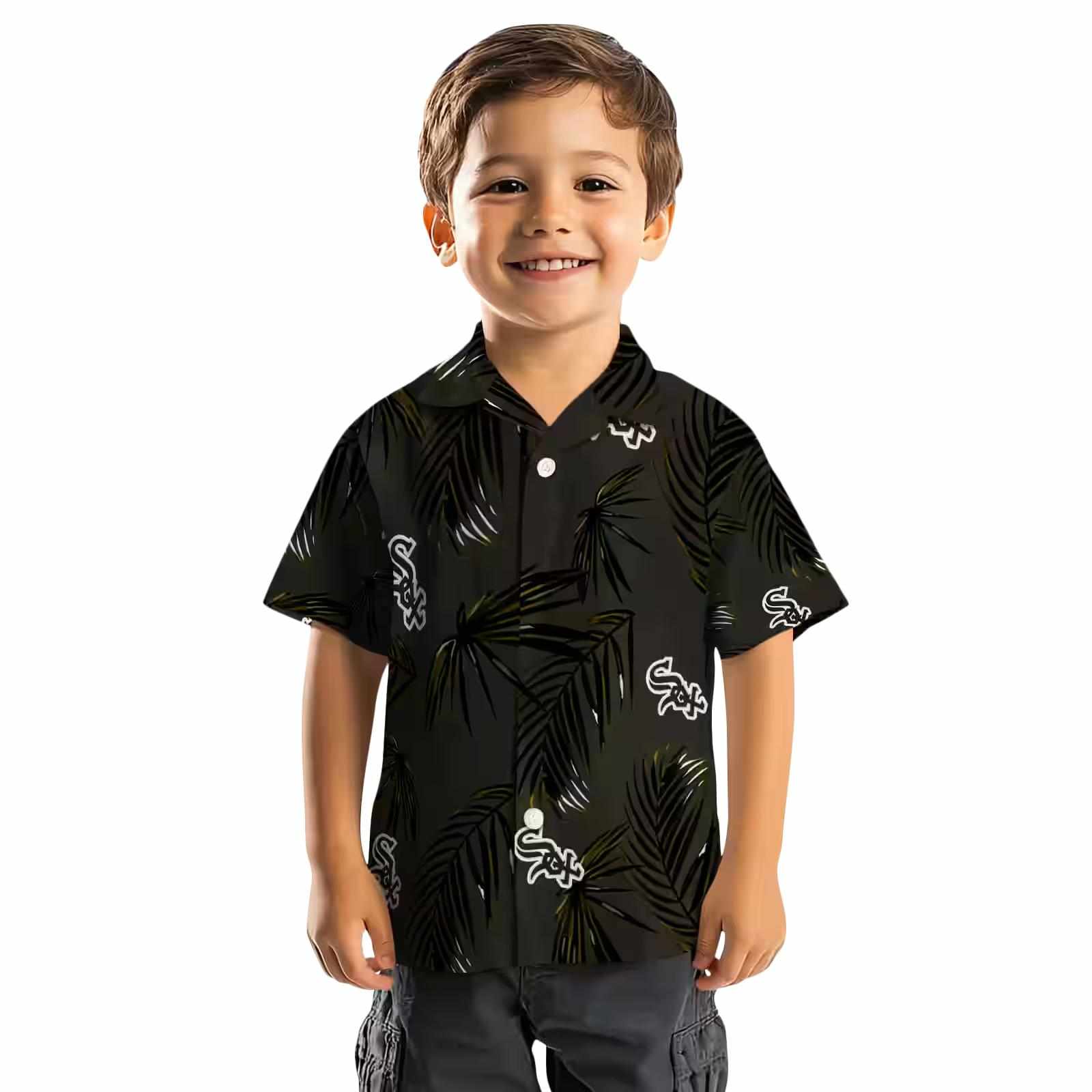 chicago white sox palm leaf black hawaiian shirt top rated