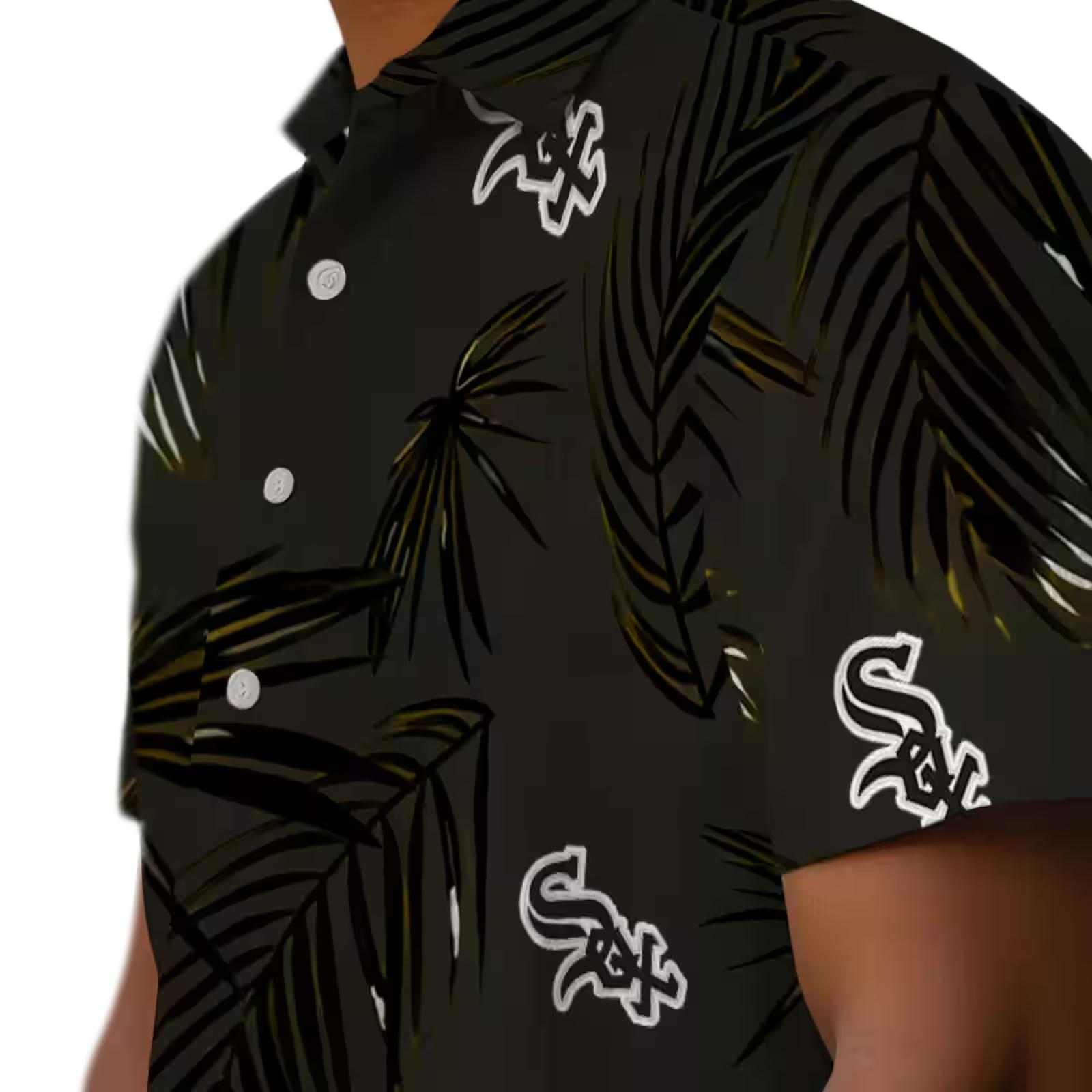 chicago white sox palm leaf black hawaiian shirt trendy