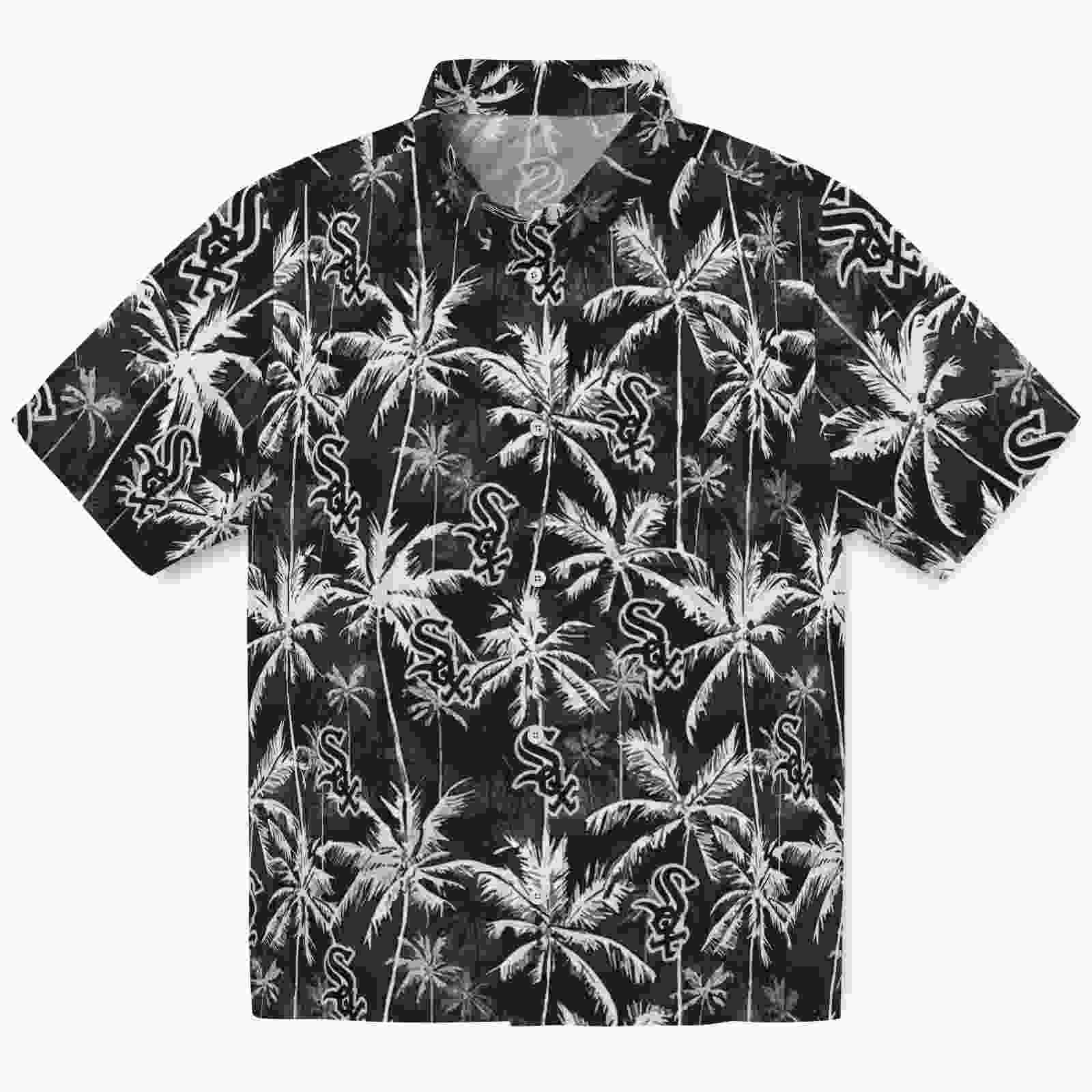 Chicago White Sox Palm Pattern Black Hawaiian Shirt