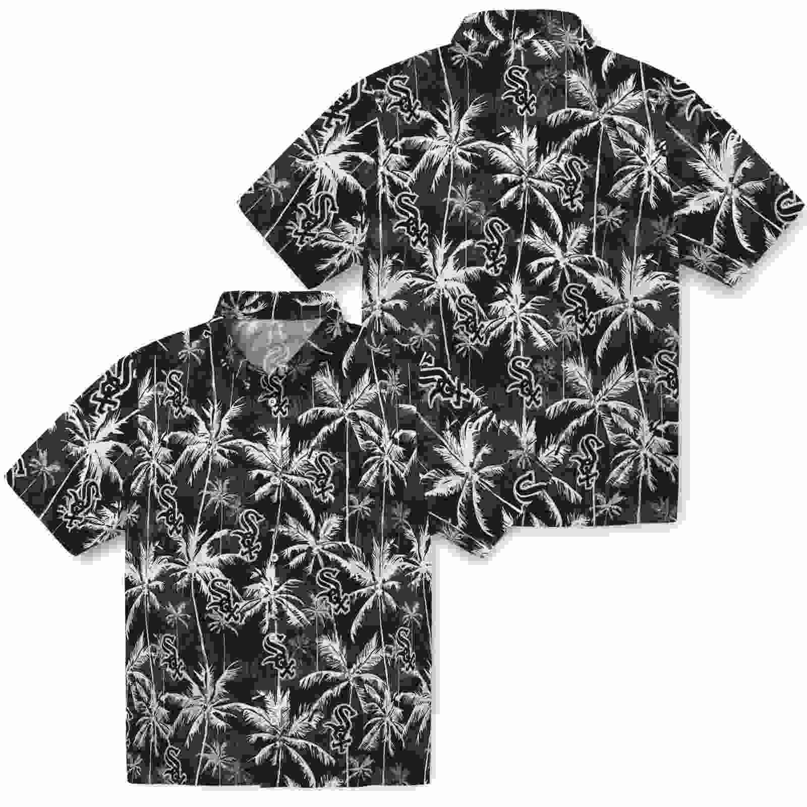 chicago white sox palm pattern black hawaiian shirt high quality