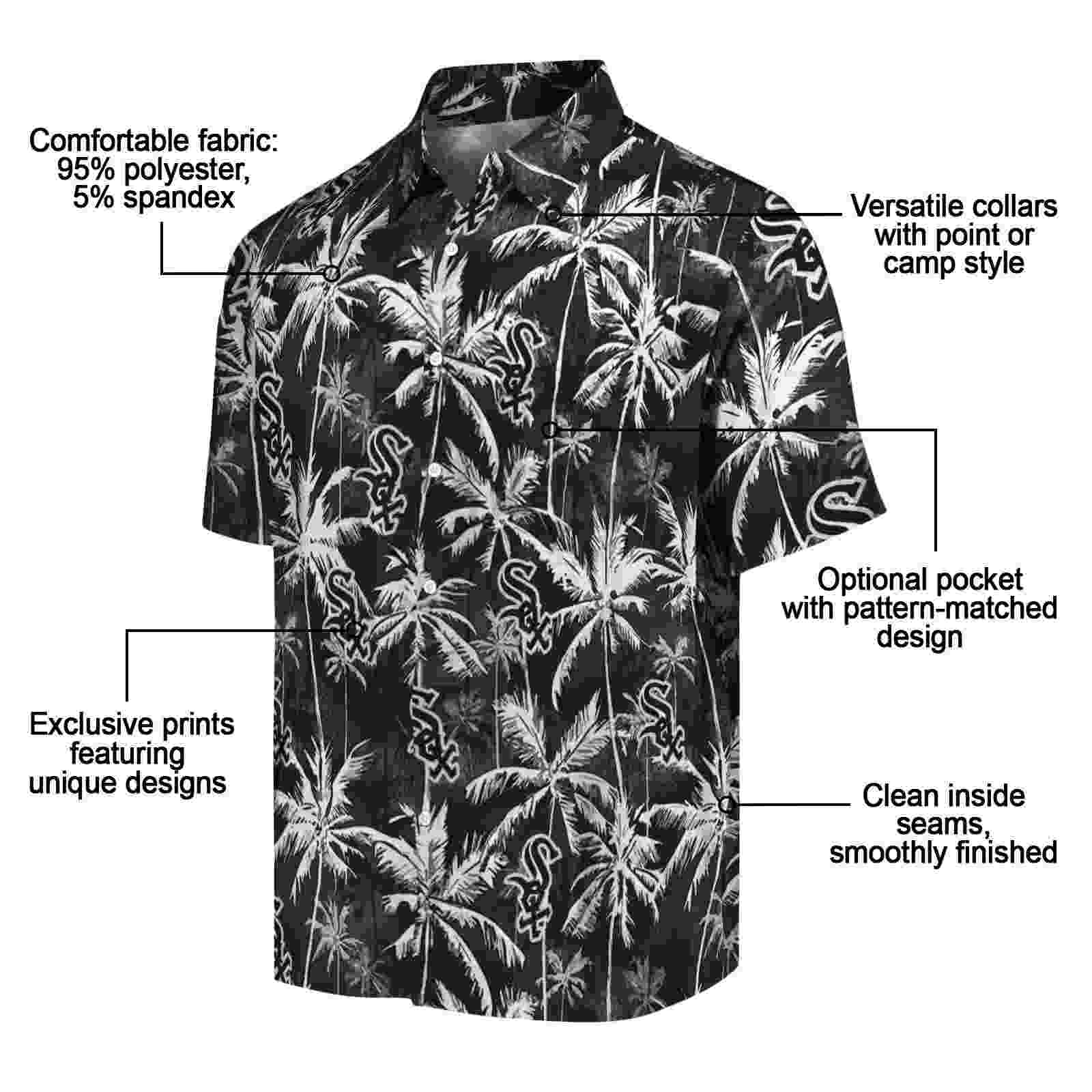 chicago white sox palm pattern black hawaiian shirt new arrival