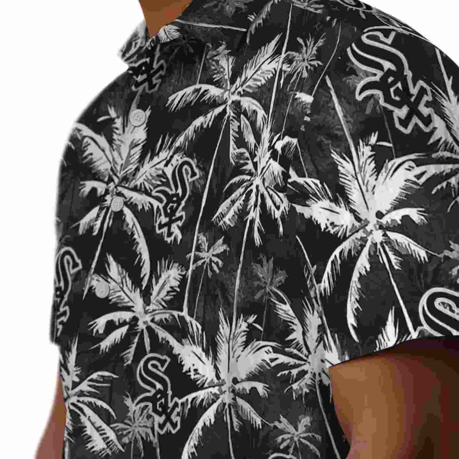 chicago white sox palm pattern black hawaiian shirt trendy