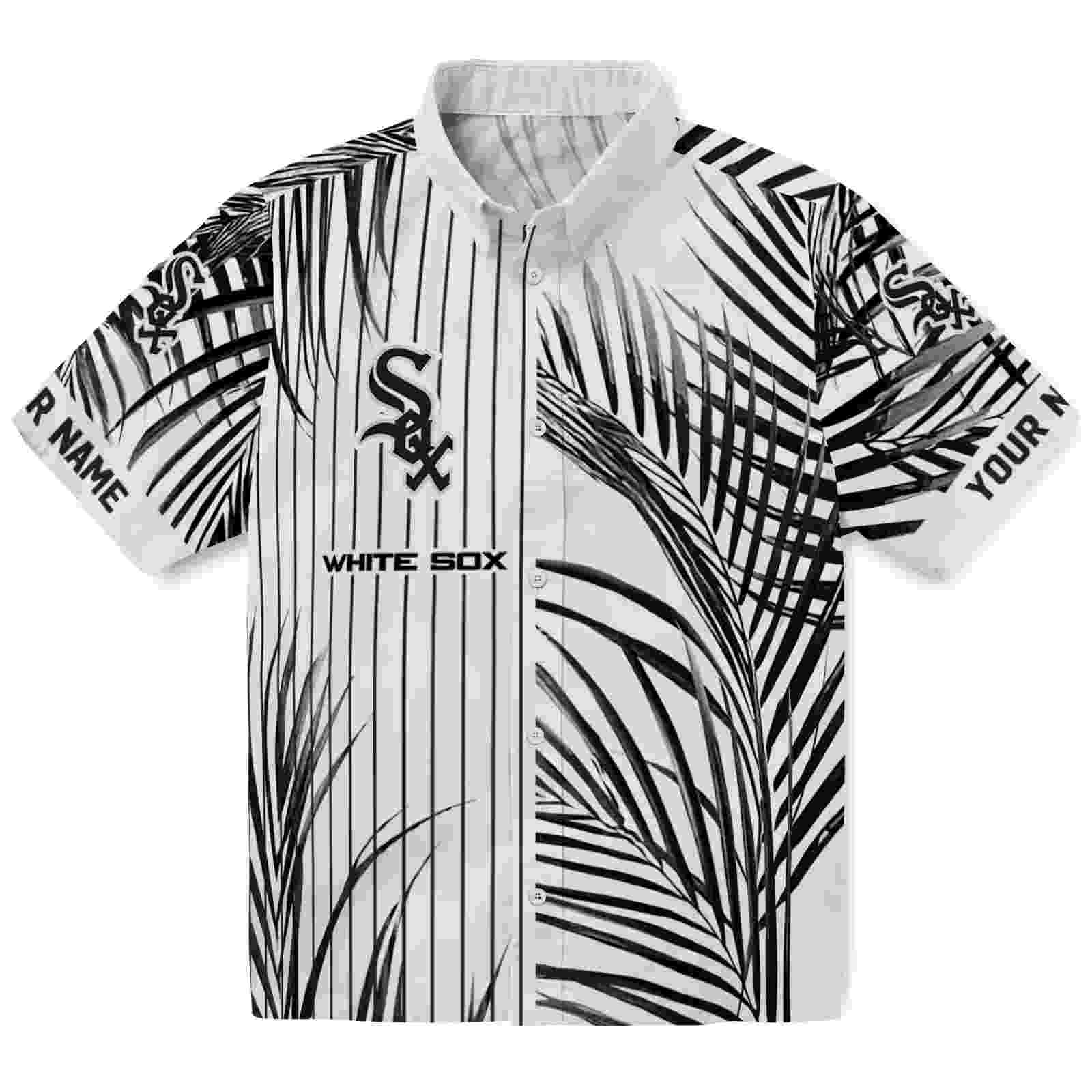 Chicago White Sox Palm Stripes Black White Hawaiian Shirt