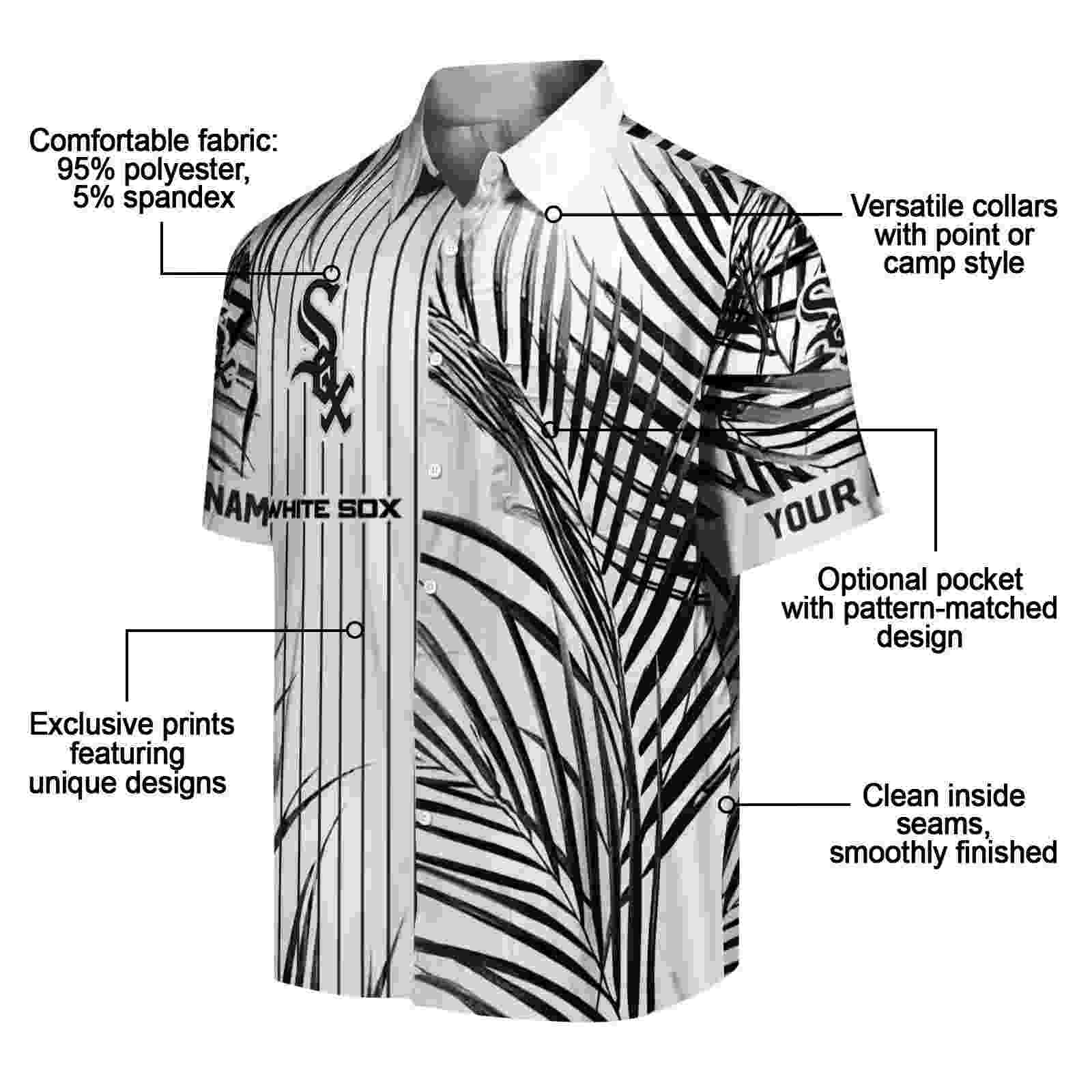 chicago white sox palm stripes black white hawaiian shirt new arrival