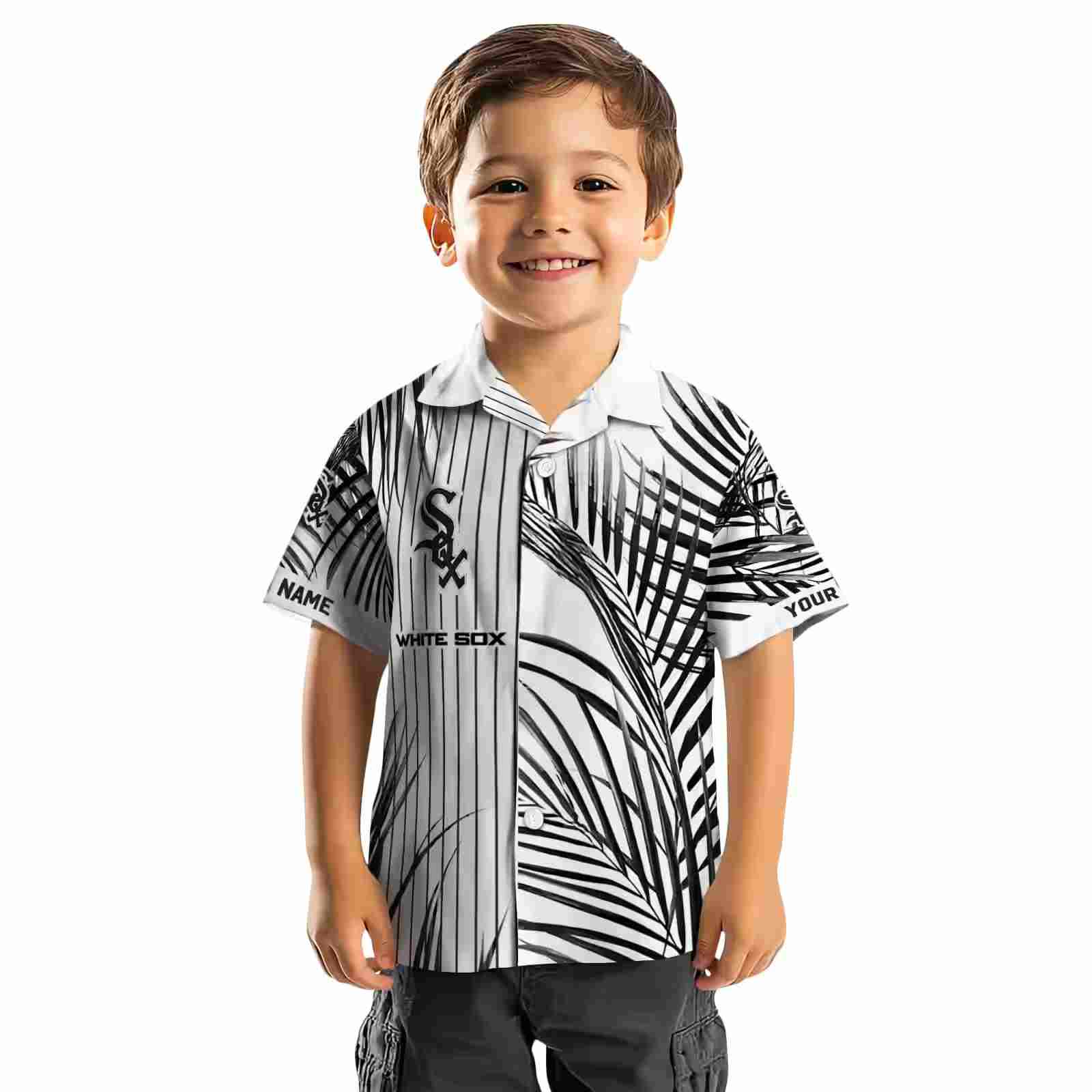 chicago white sox palm stripes black white hawaiian shirt top rated