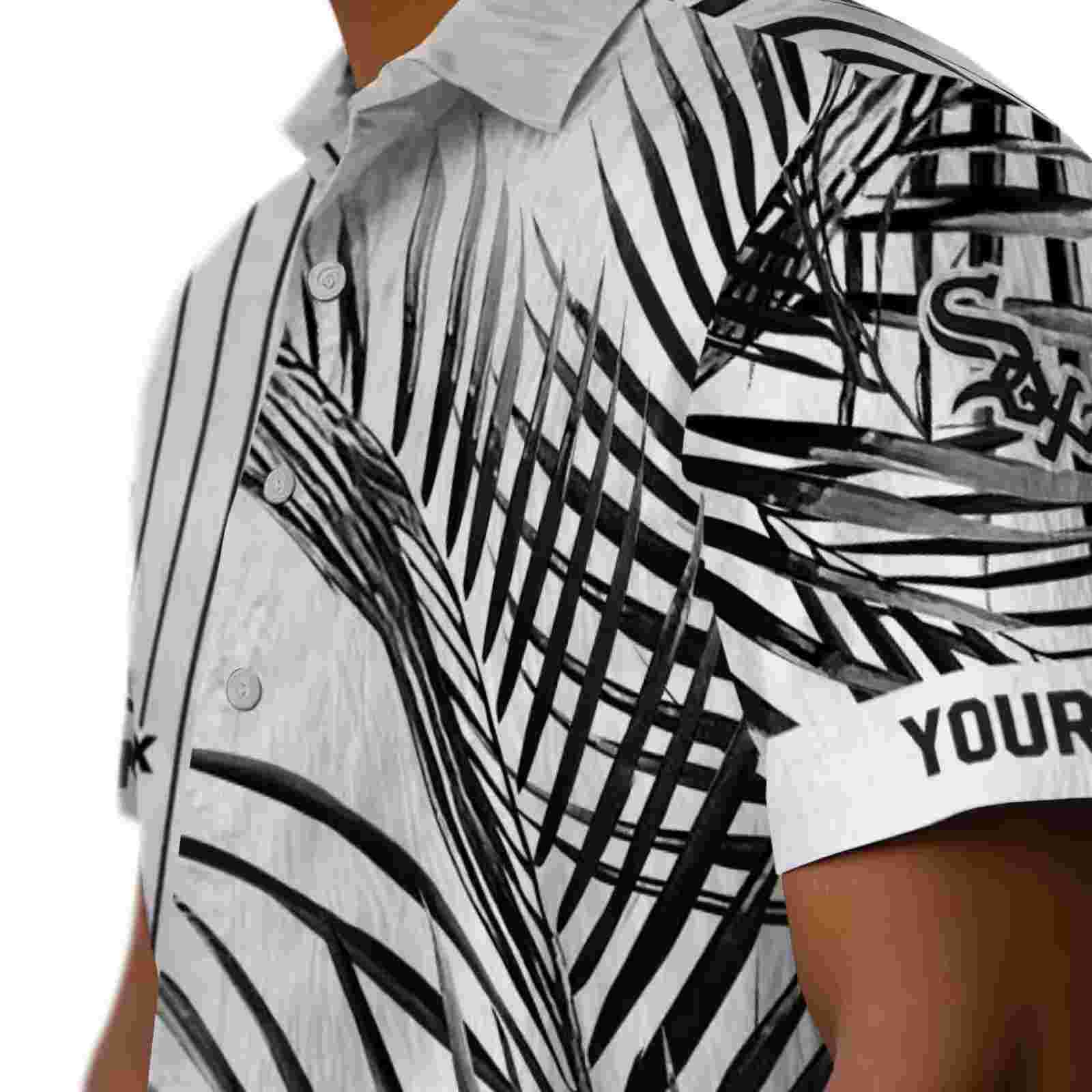 chicago white sox palm stripes black white hawaiian shirt trendy