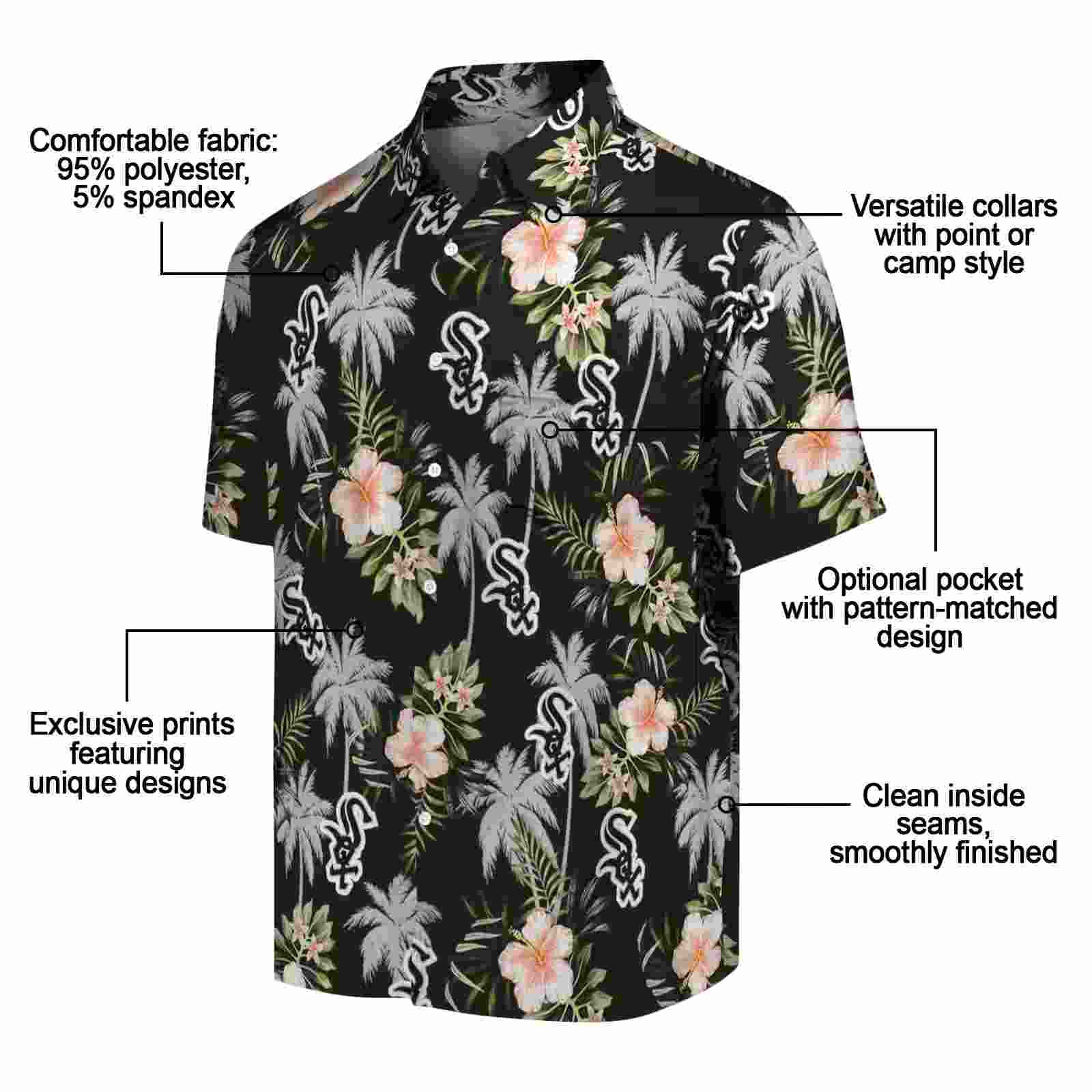 chicago white sox palm tree flower black hawaiian shirt new arrival