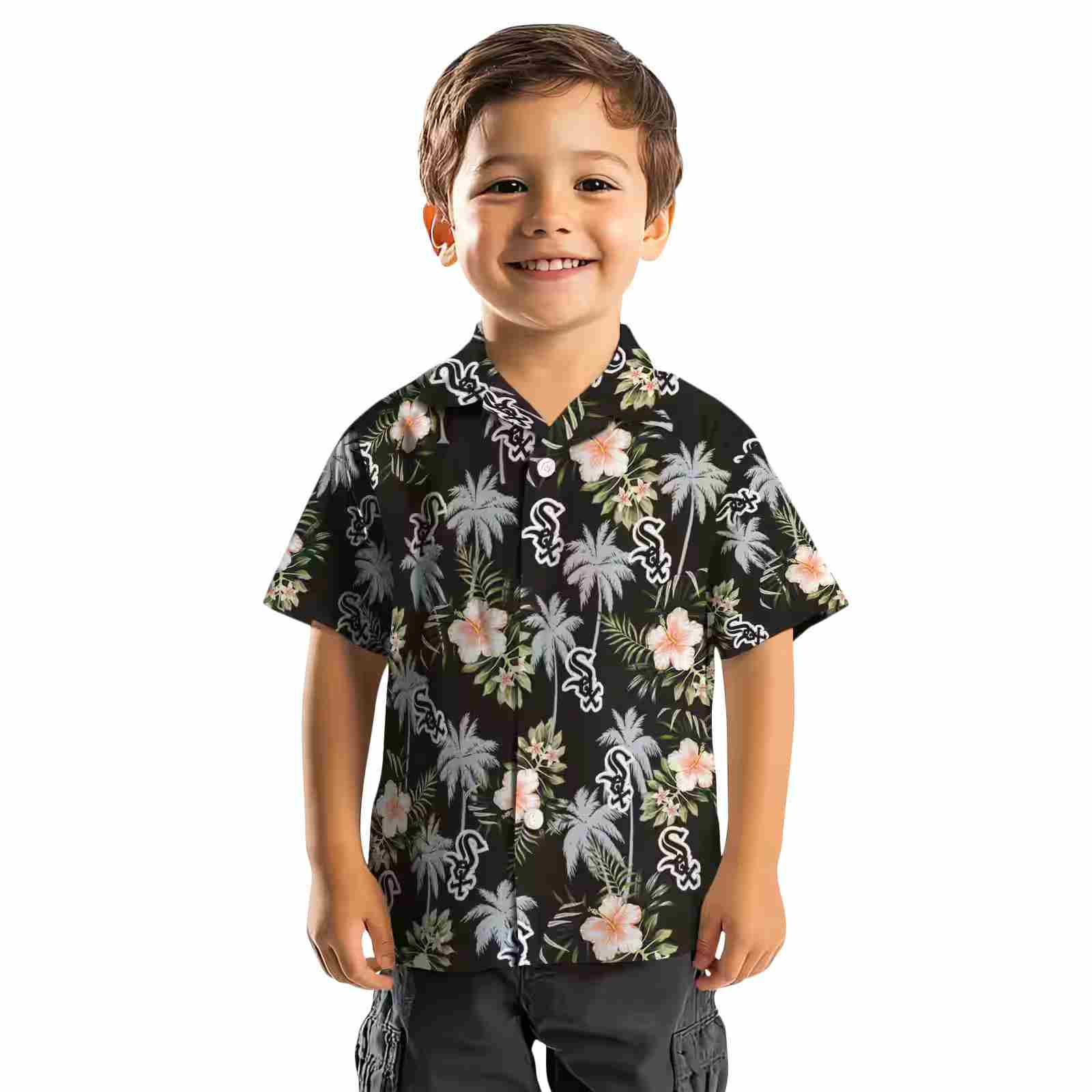 chicago white sox palm tree flower black hawaiian shirt top rated