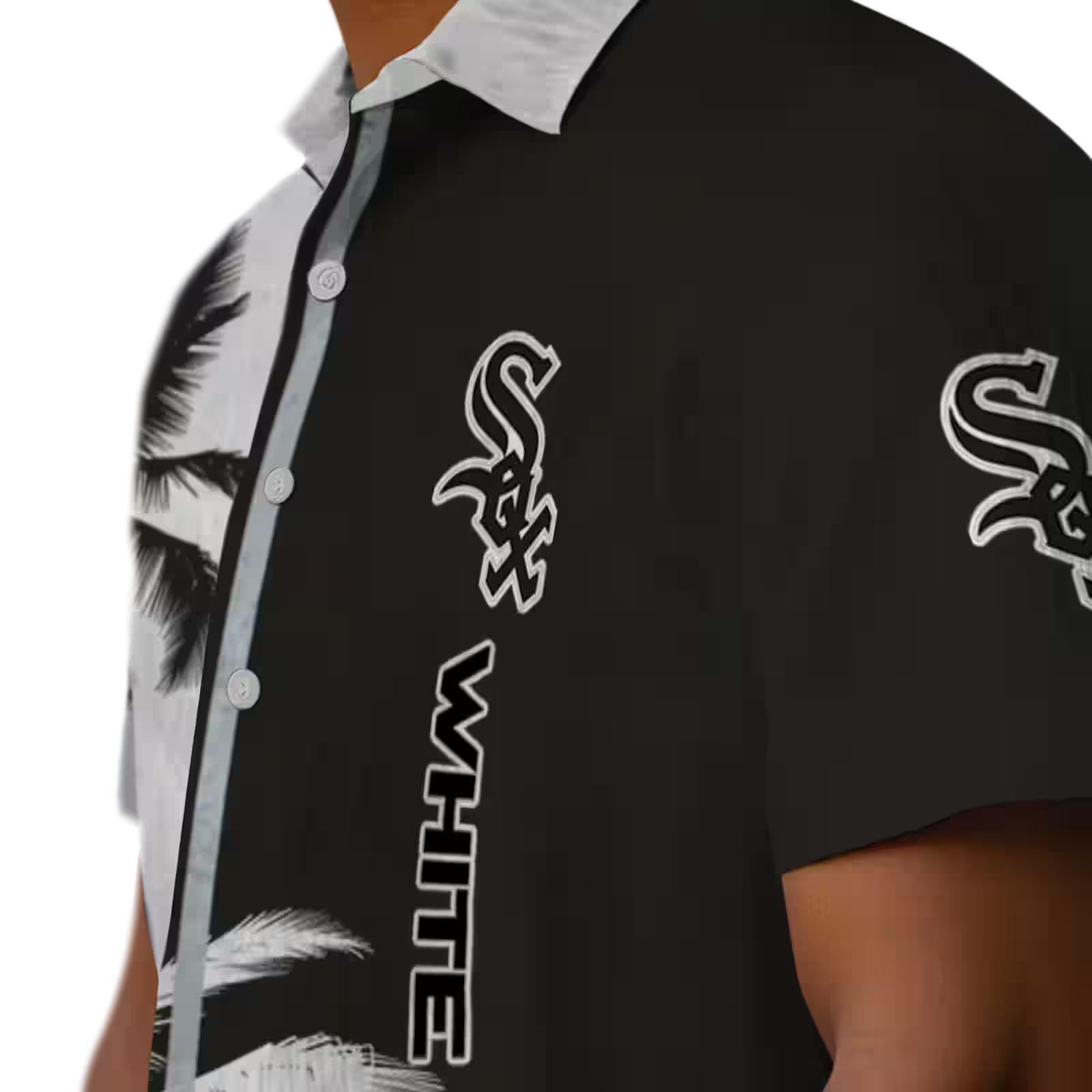 chicago white sox palm trees black white hawaiian shirt trendy