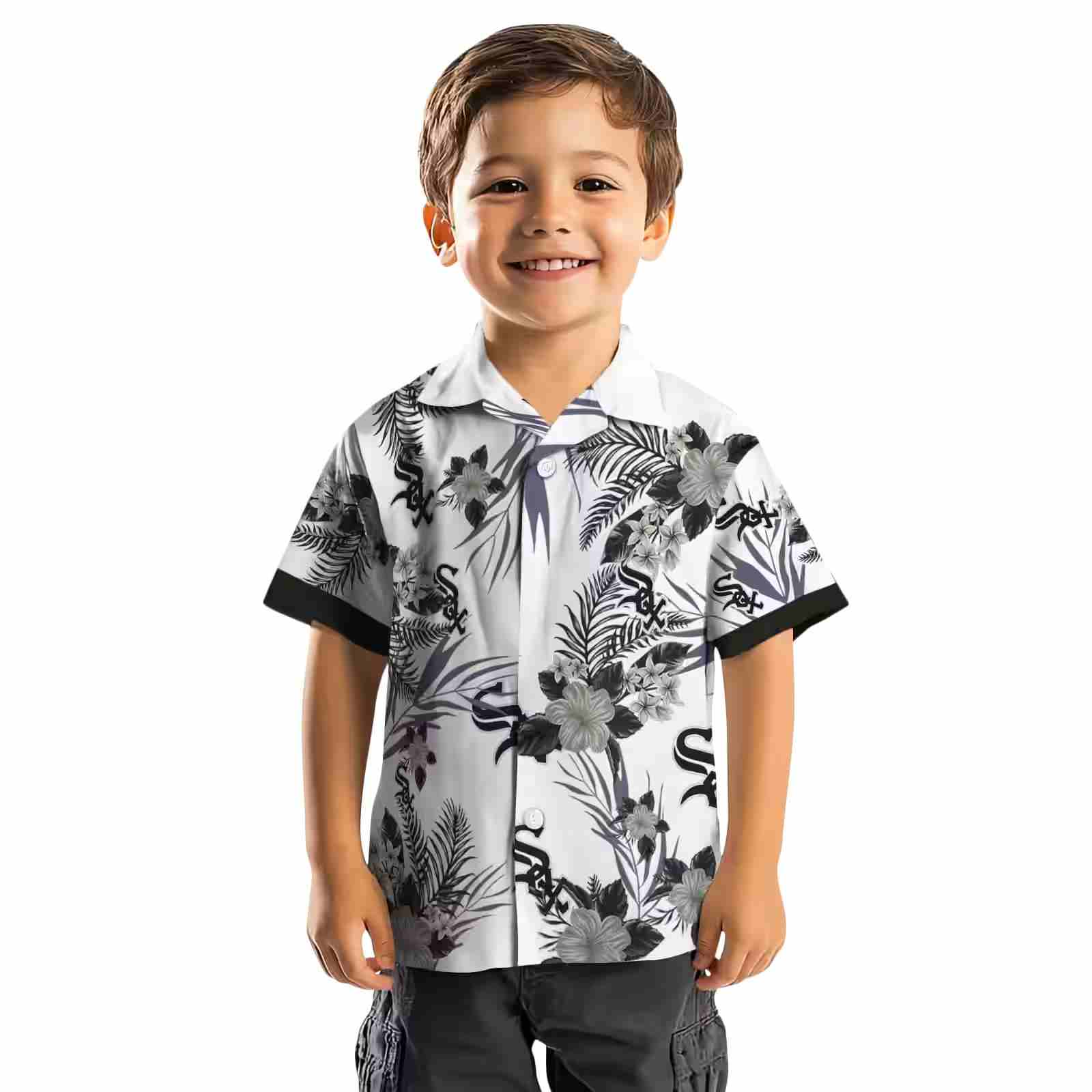 chicago white sox patriotic hibiscus design black white hawaiian shirt top rated