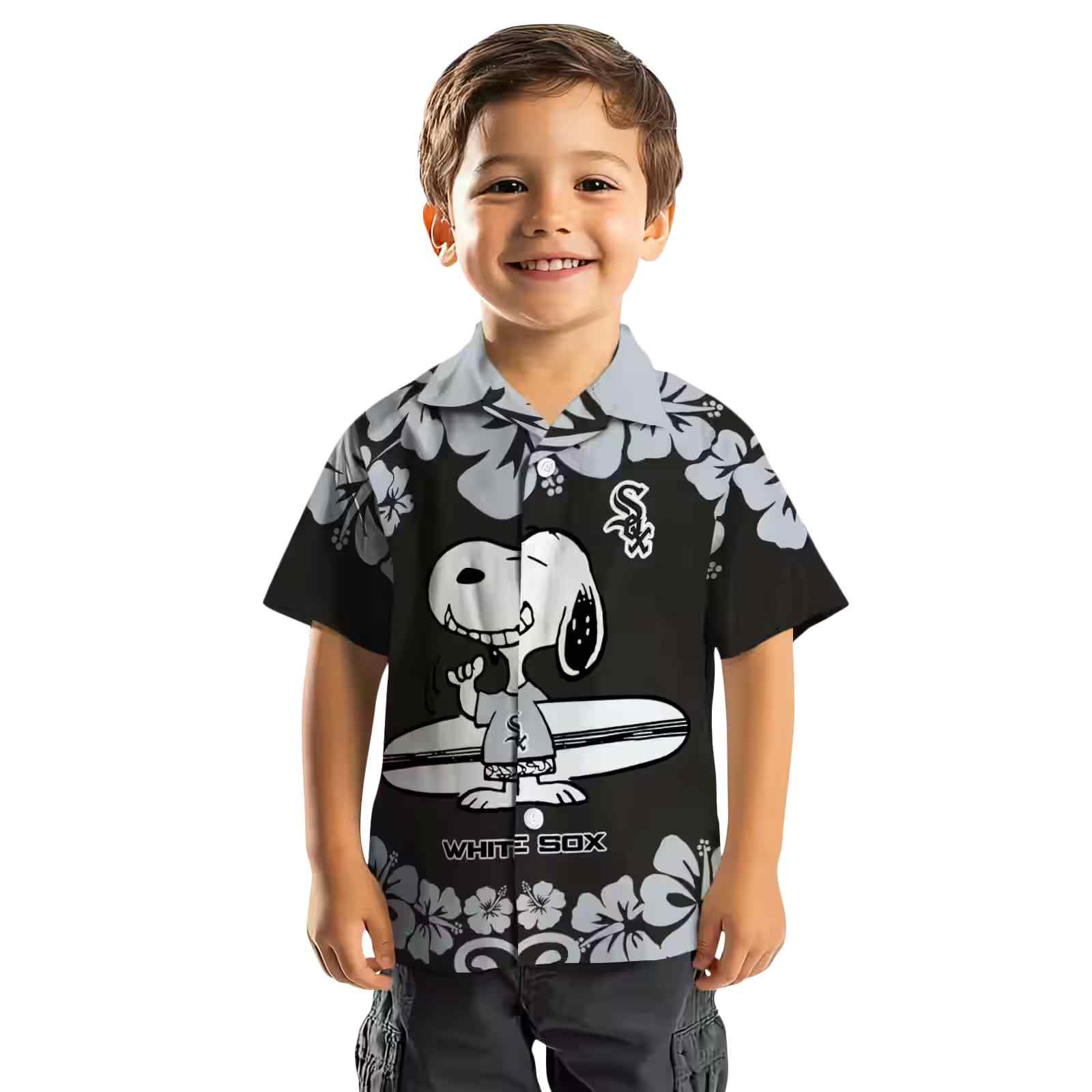 chicago white sox snoopy surf black white hawaiian shirt top rated