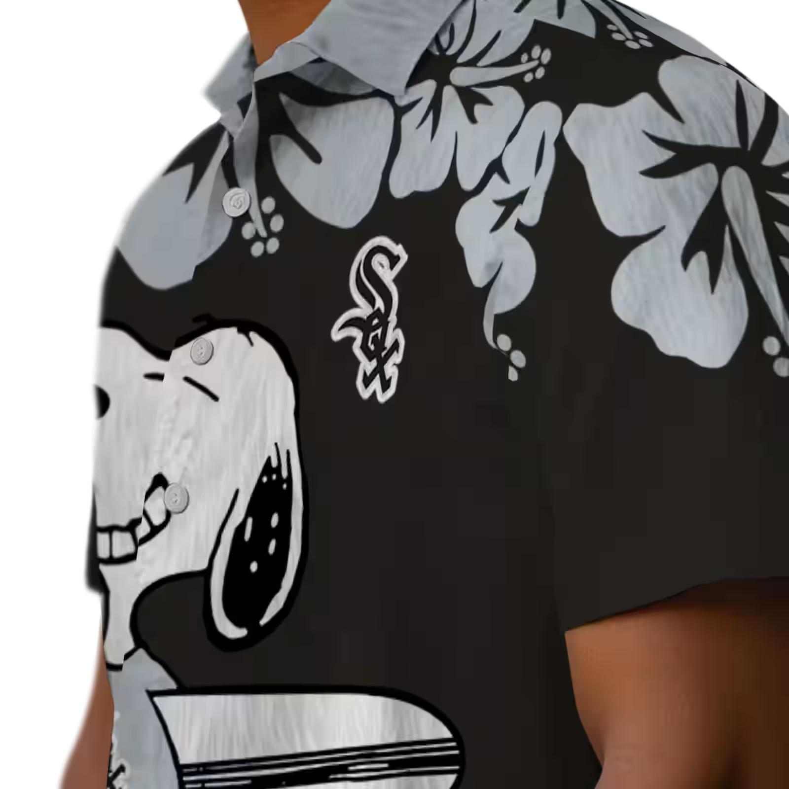 chicago white sox snoopy surf black white hawaiian shirt trendy