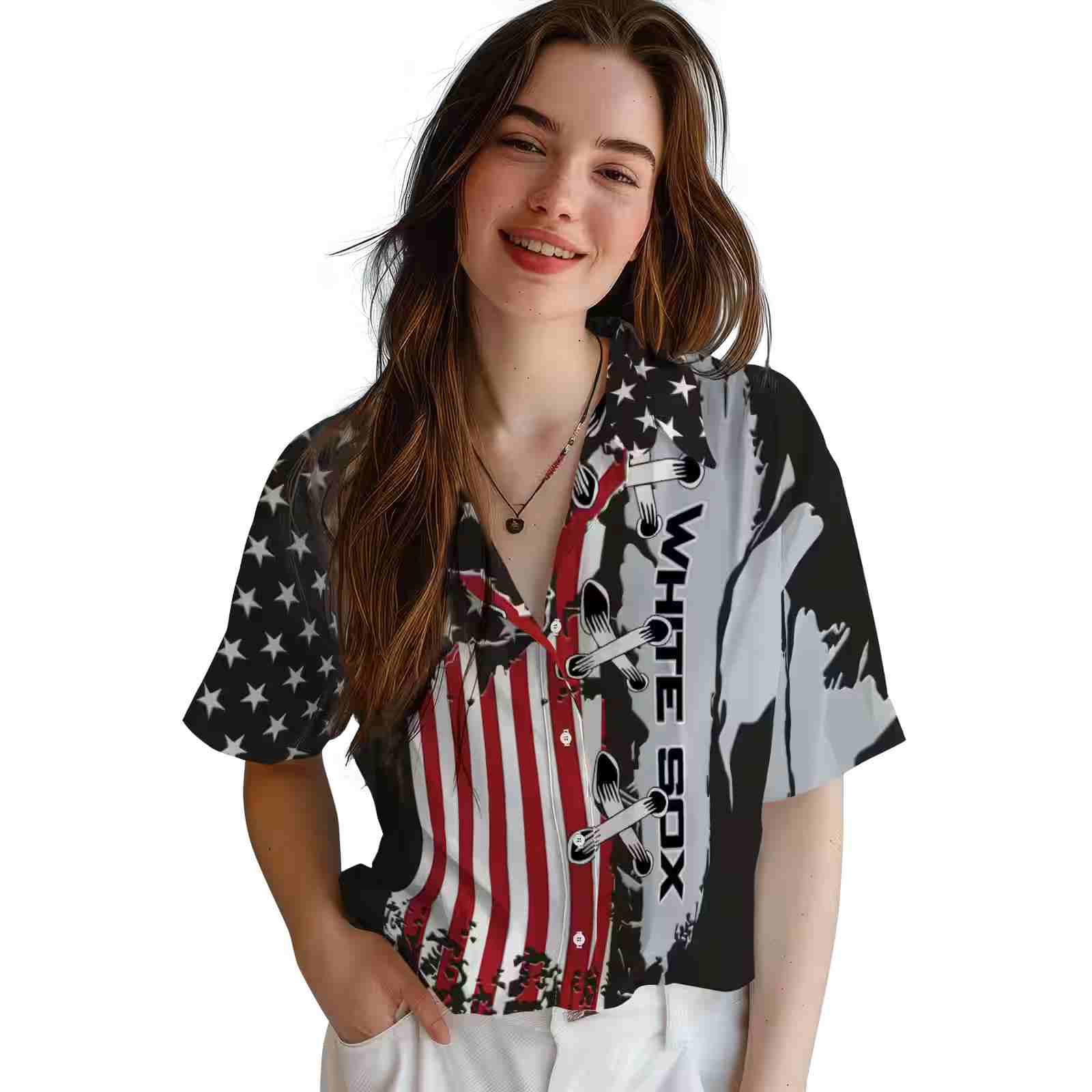 chicago white sox stitched flag black hawaiian shirt latest model