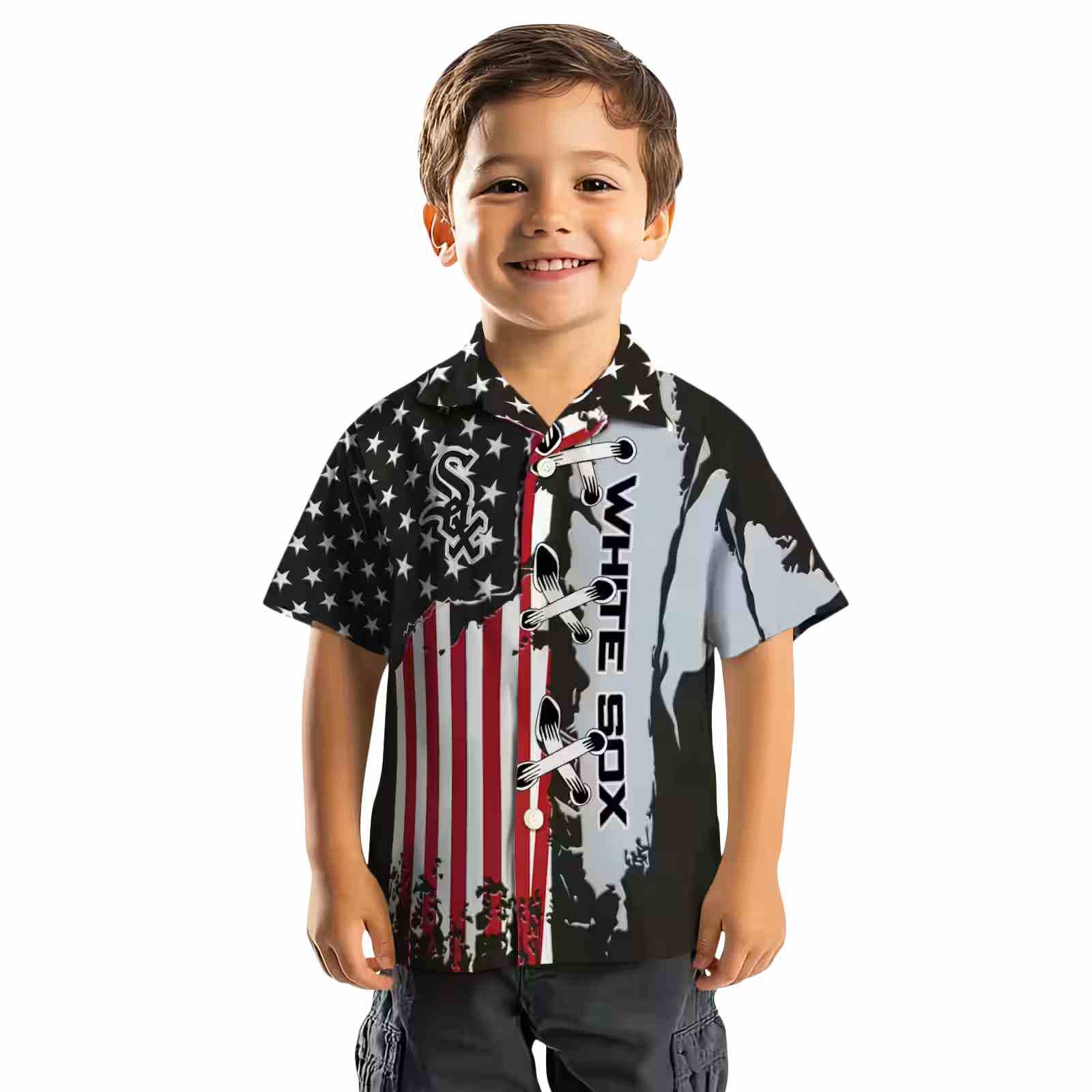 chicago white sox stitched flag black hawaiian shirt top rated