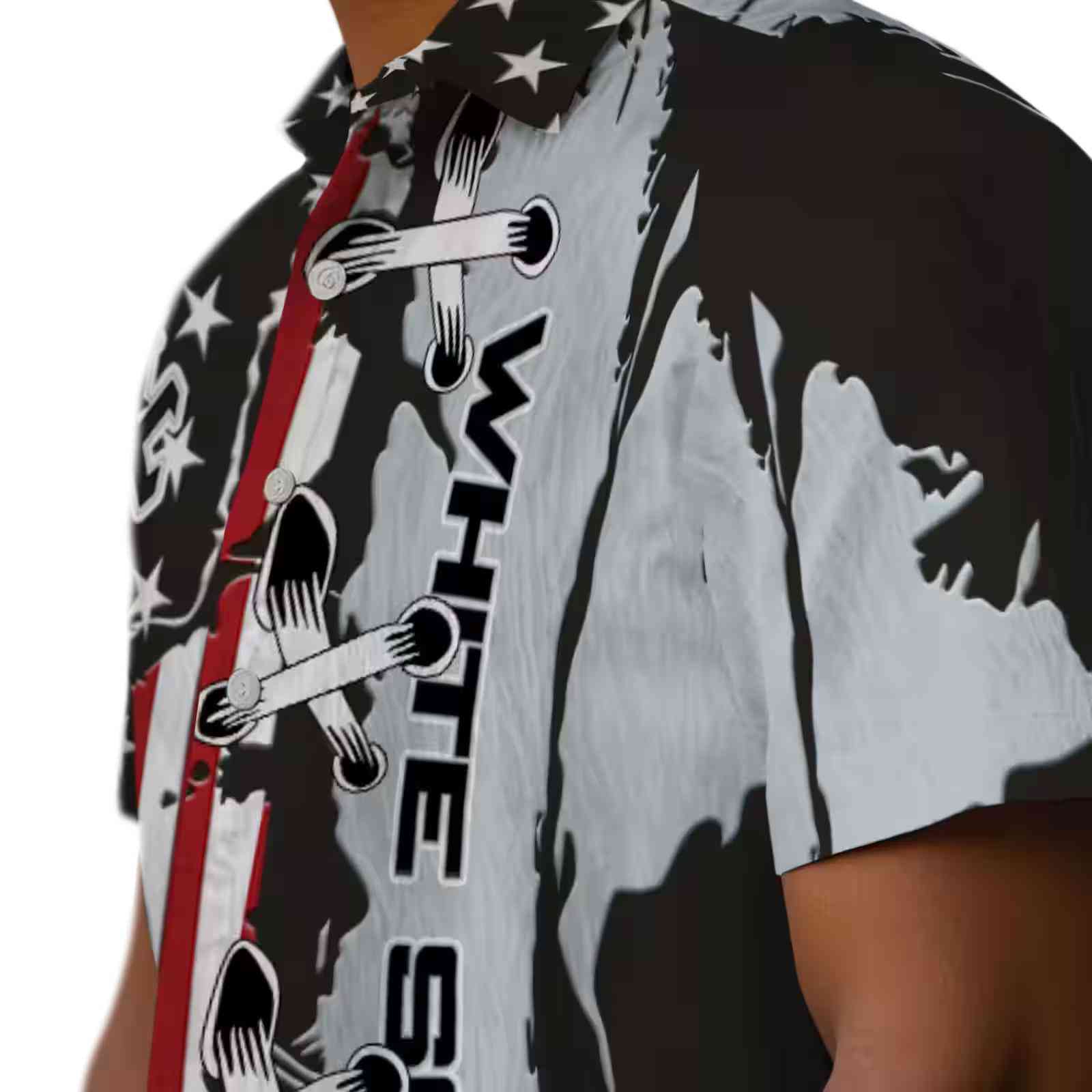 chicago white sox stitched flag black hawaiian shirt trendy