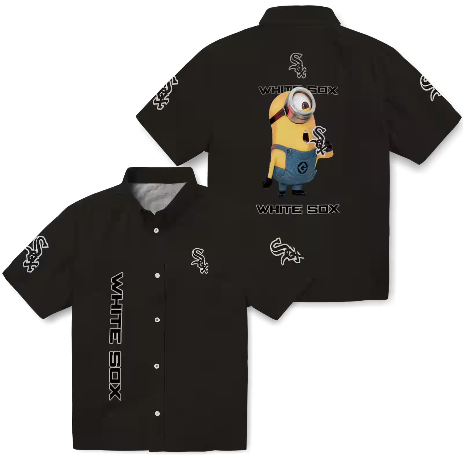 chicago white sox stuart minion black hawaiian shirt high quality