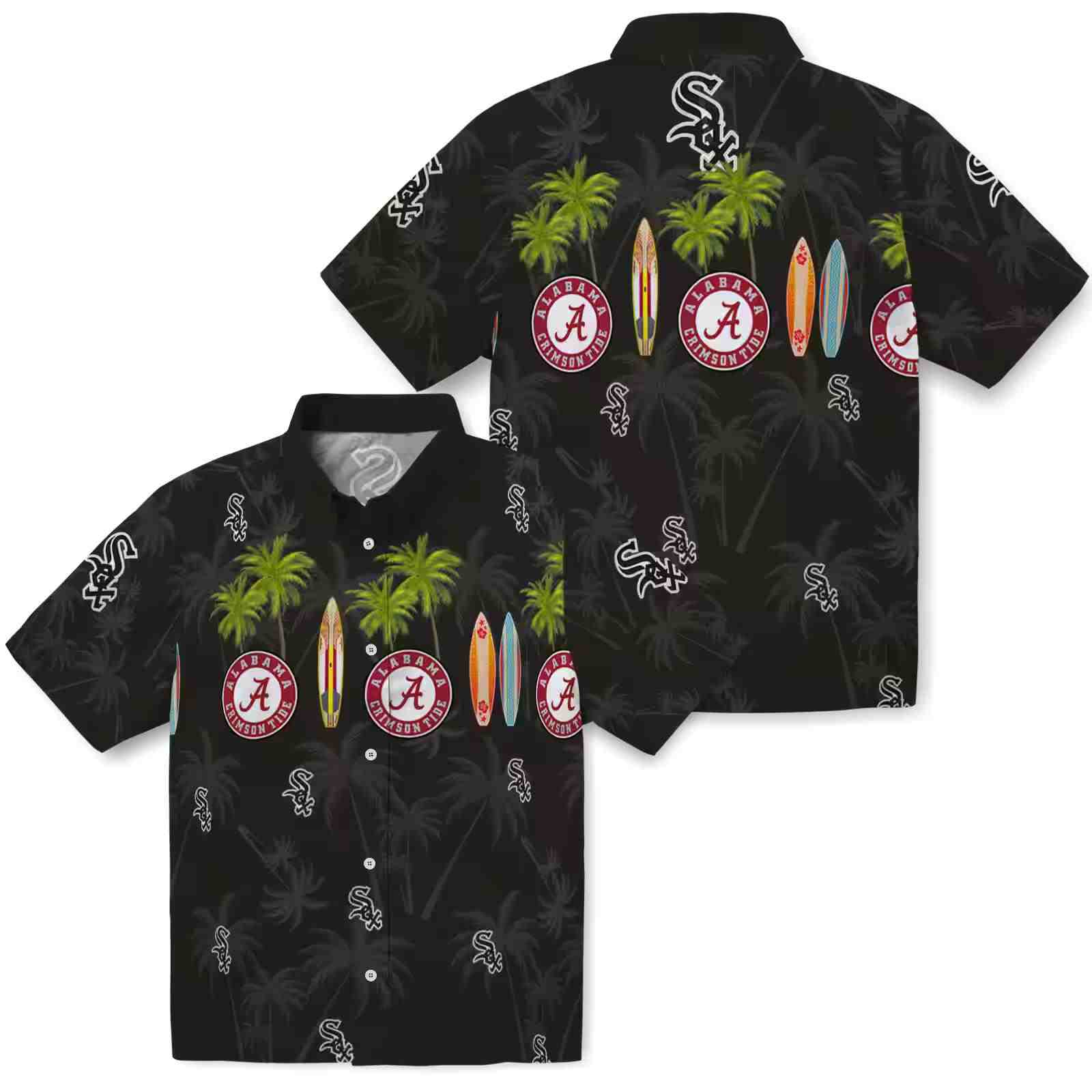 chicago white sox surfboard palm black hawaiian shirt high quality