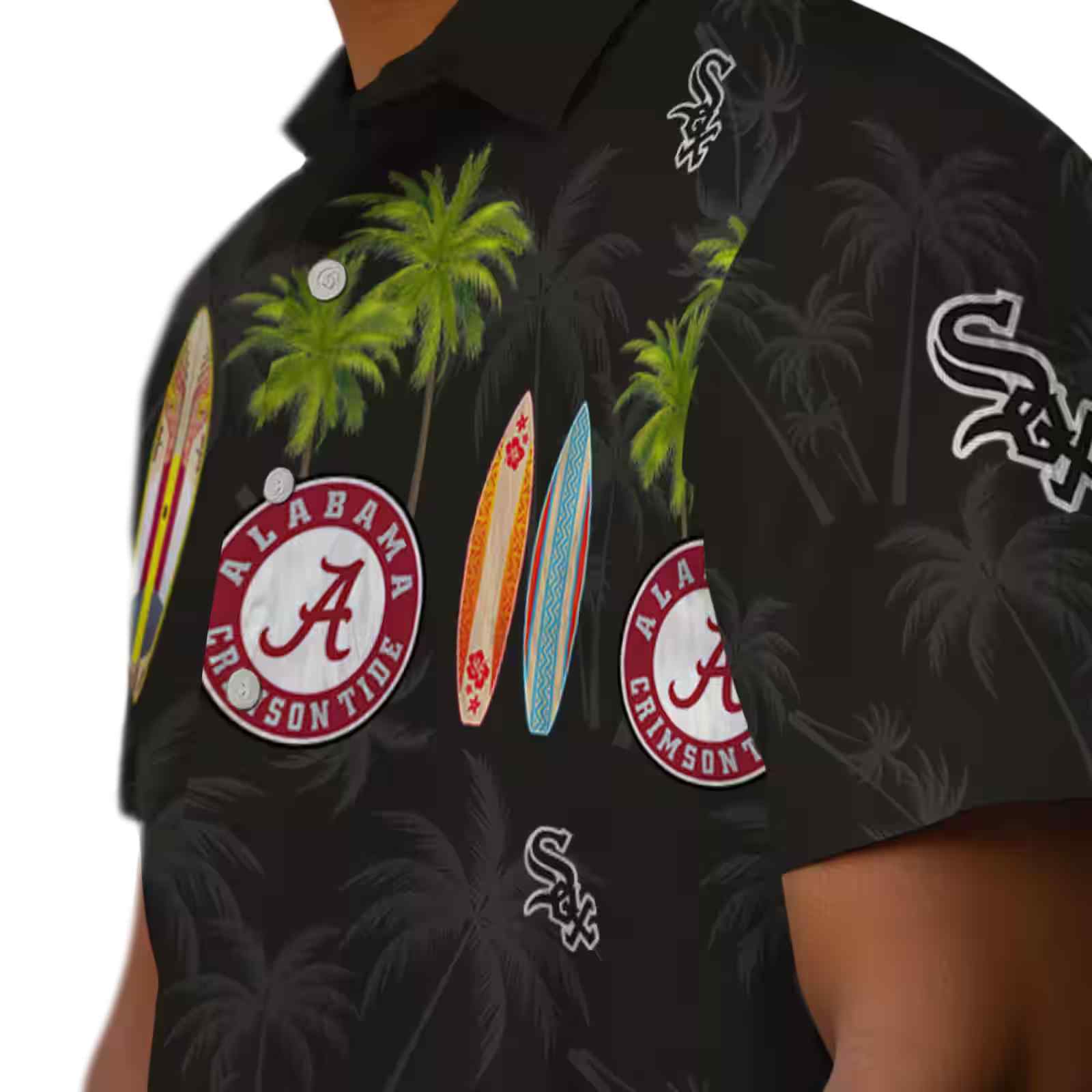 chicago white sox surfboard palm black hawaiian shirt trendy