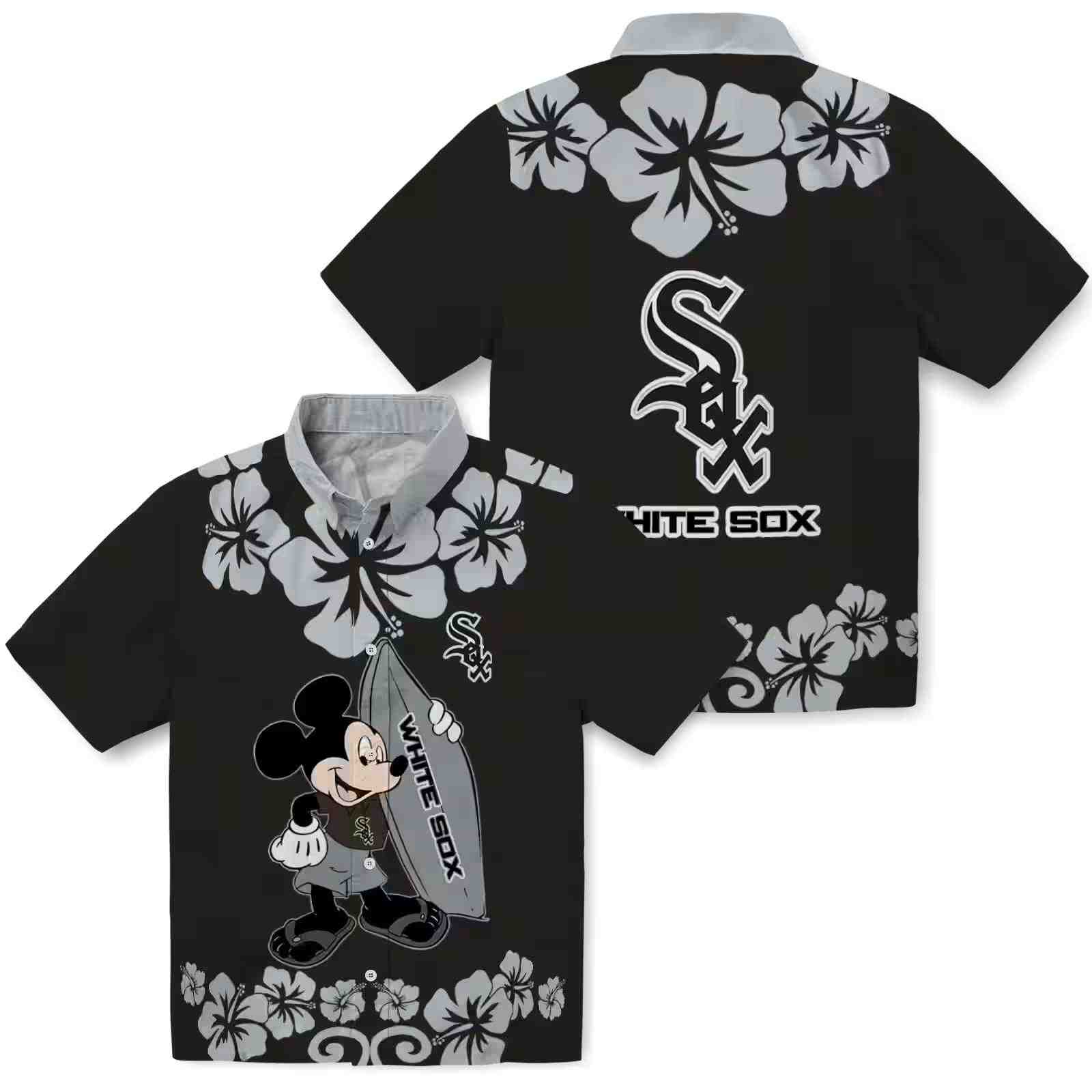 chicago white sox surfing mickey black hawaiian shirt high quality