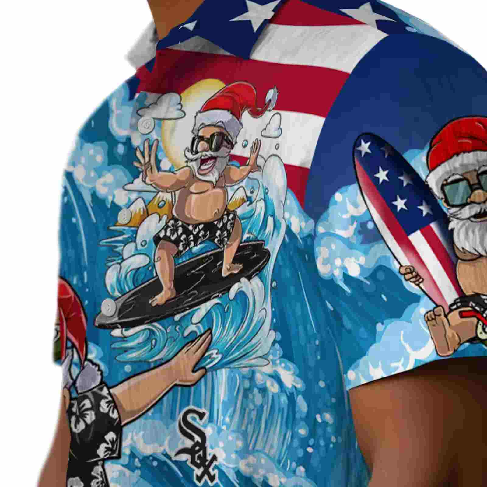 chicago white sox surfing santa blue hawaiian shirt trendy