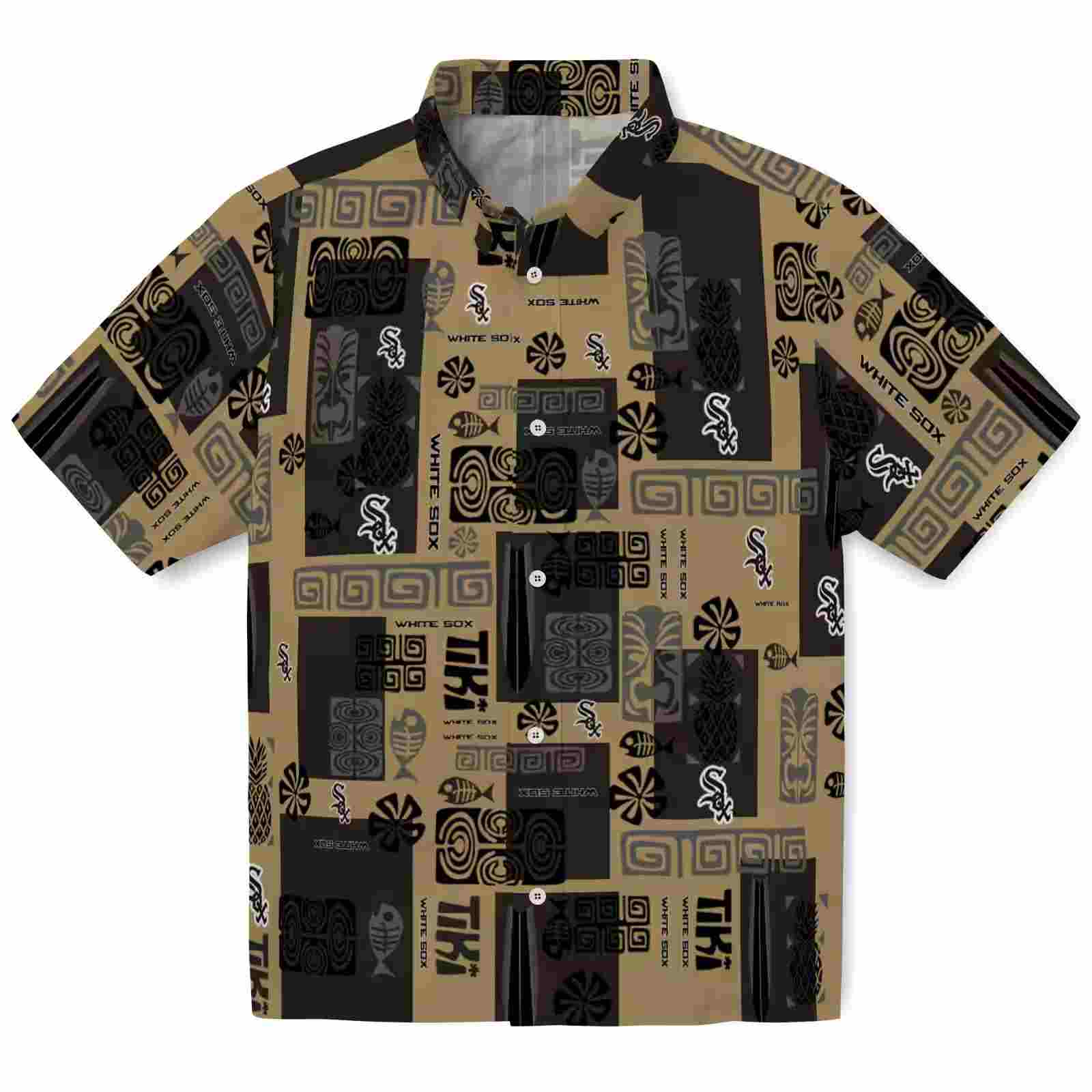 Chicago White Sox Tribal Symbols Black Hawaiian Shirt