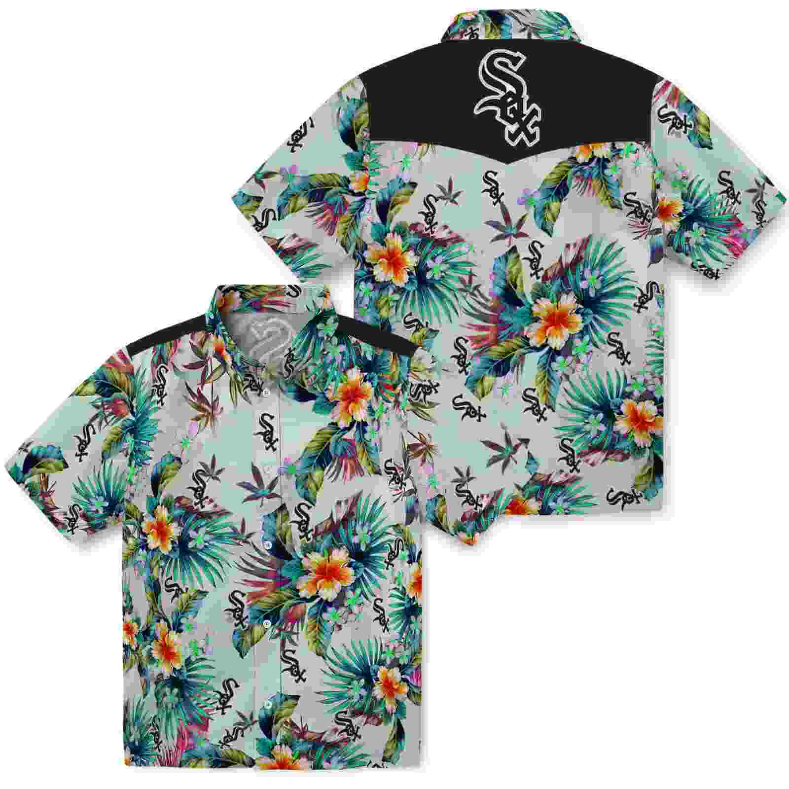 chicago white sox tropical foliage green hawaiian shirt high quality