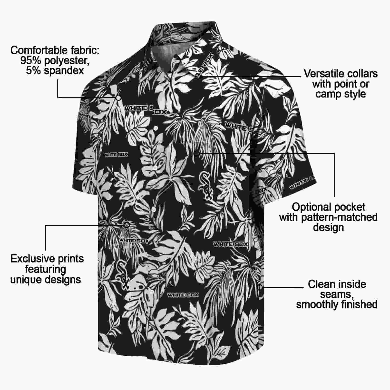 chicago white sox tropical leaf black white hawaiian shirt new arrival