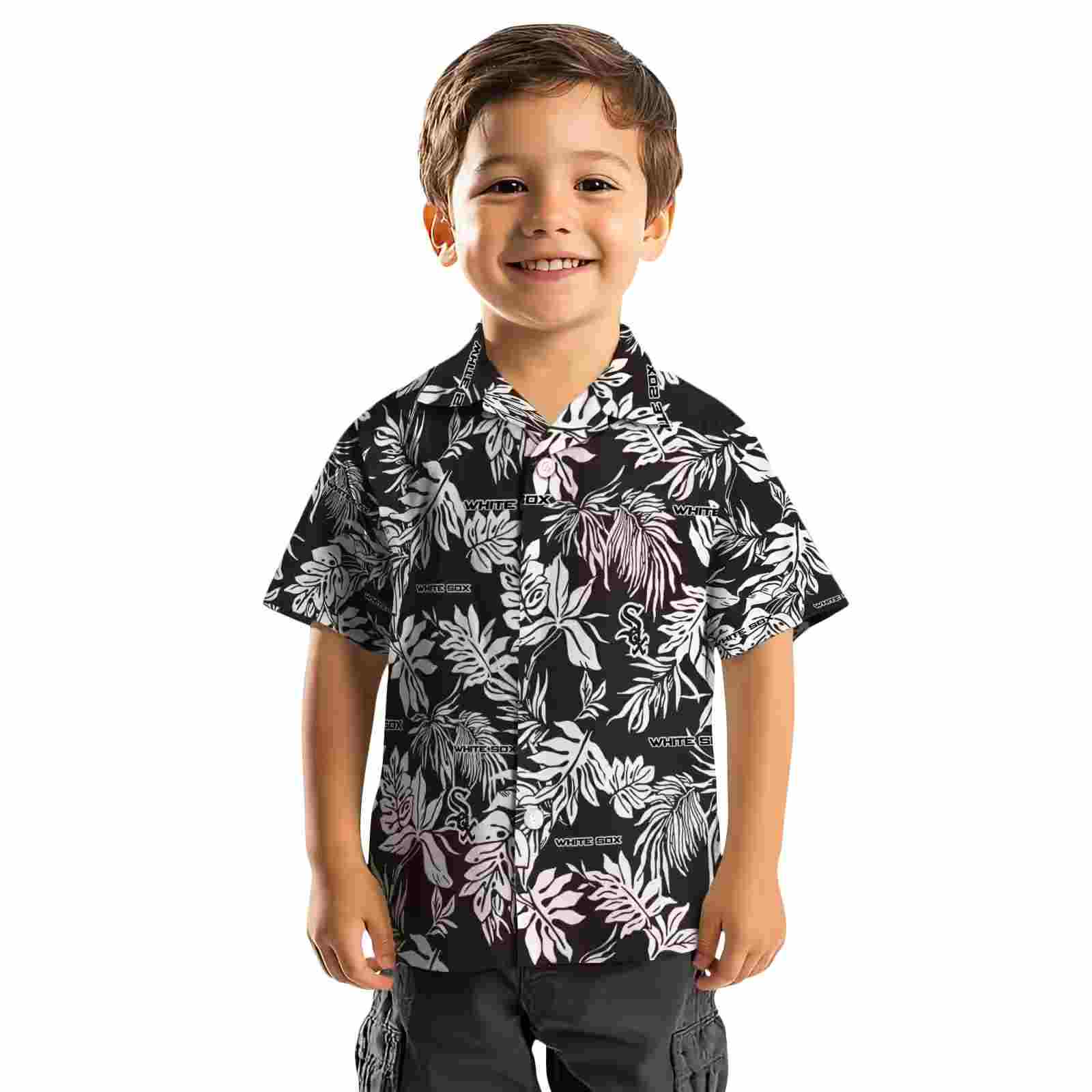 chicago white sox tropical leaf black white hawaiian shirt top rated