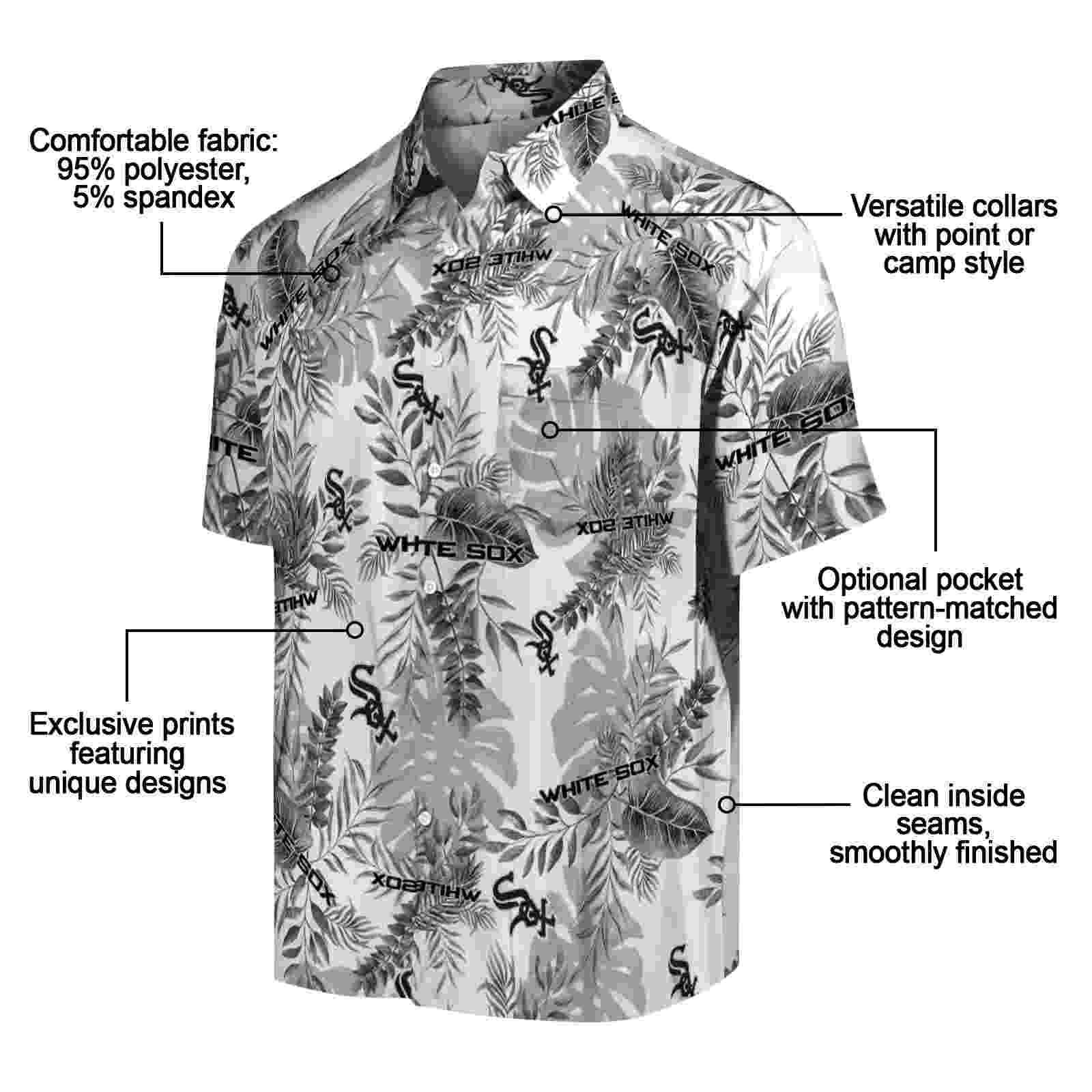 chicago white sox tropical leaves black white hawaiian shirt new arrival