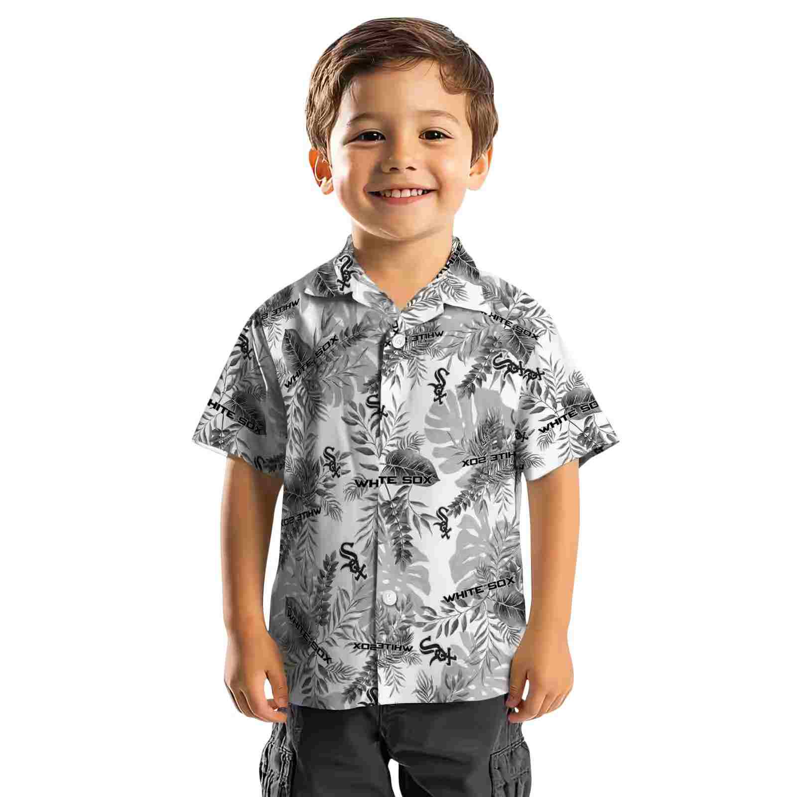 chicago white sox tropical leaves black white hawaiian shirt top rated