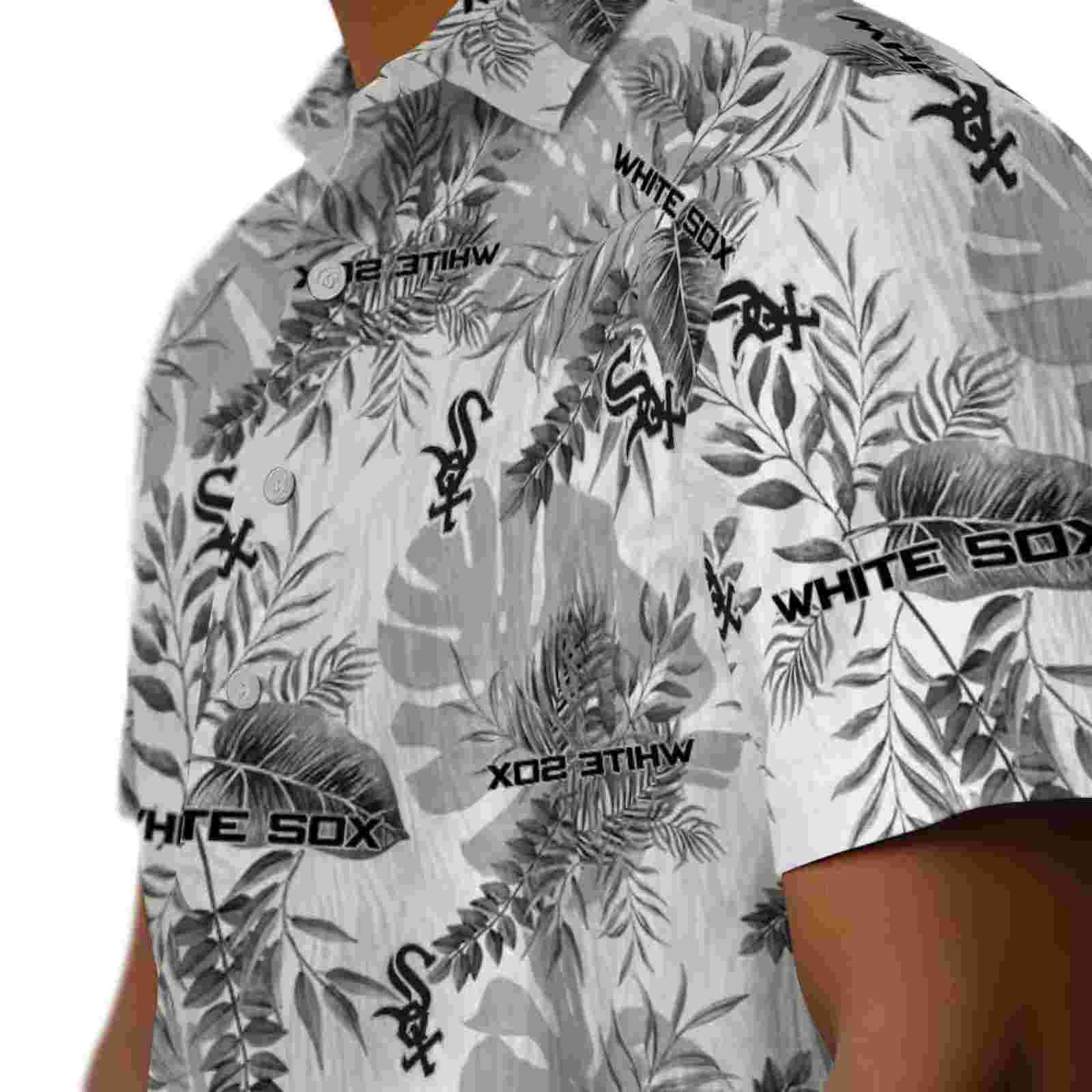 chicago white sox tropical leaves black white hawaiian shirt trendy