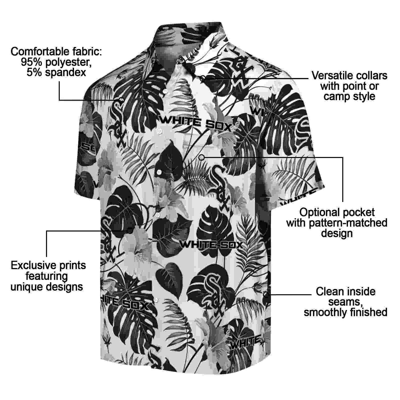 chicago white sox tropical plants black white hawaiian shirt new arrival