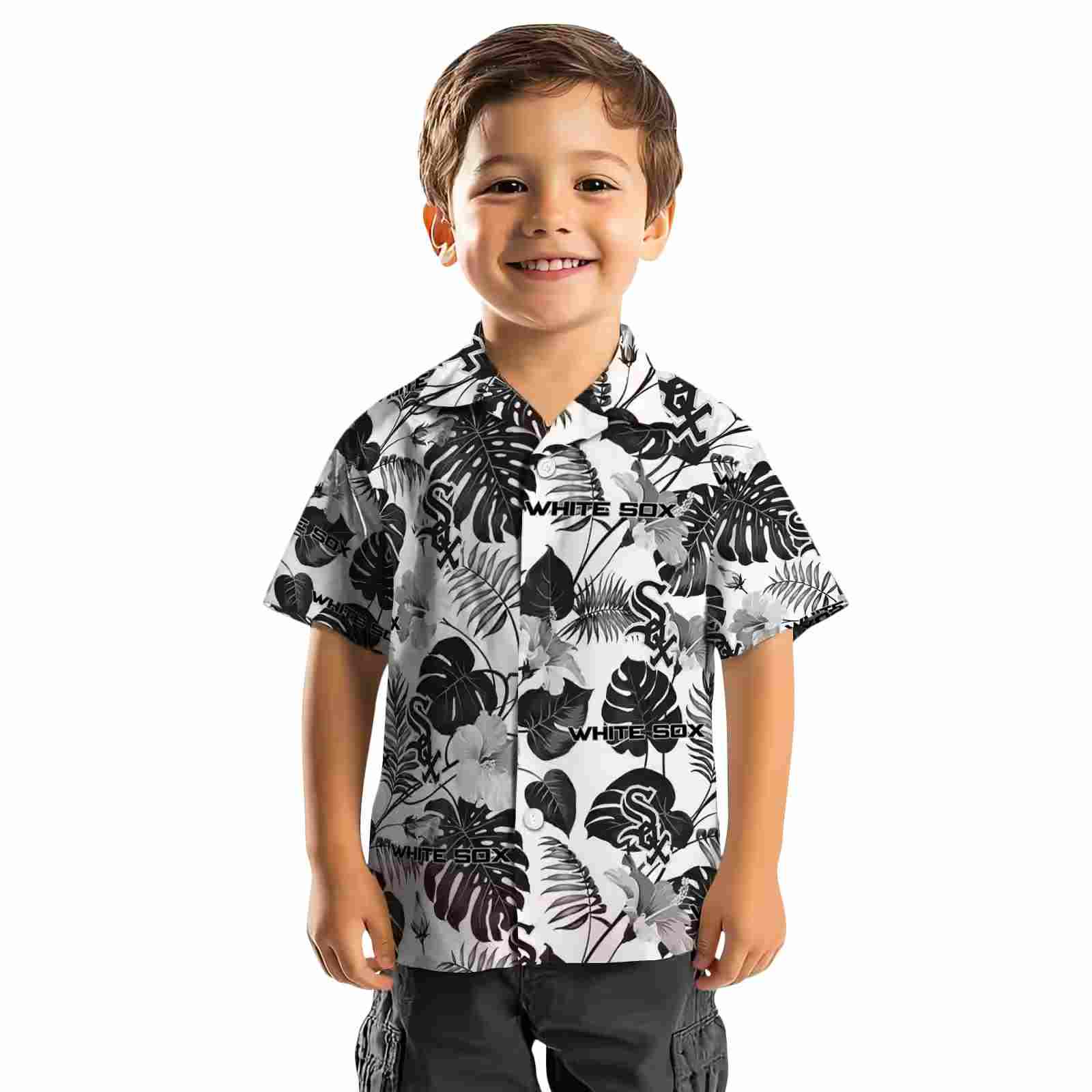 chicago white sox tropical plants black white hawaiian shirt top rated