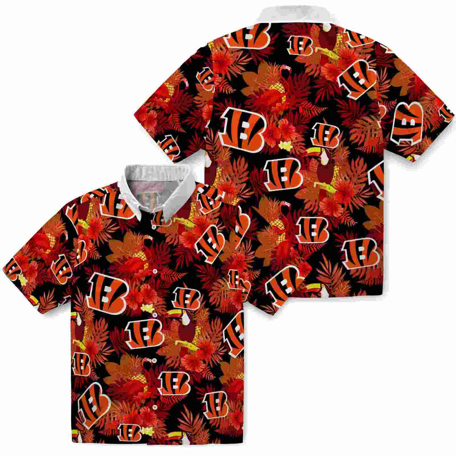 cincinnati bengals floral toucan orange red hawaiian shirt high quality