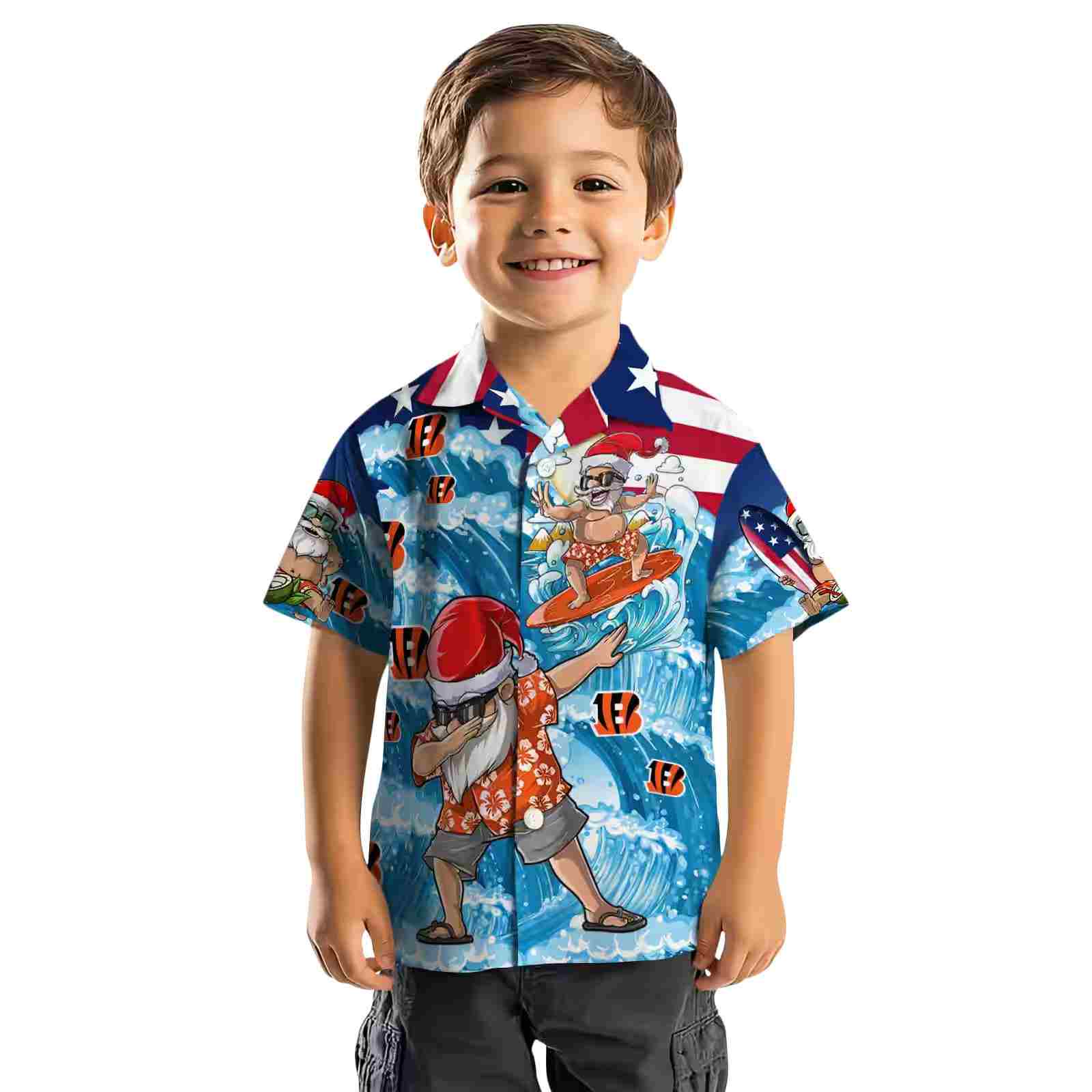 cincinnati bengals surfing santa blue hawaiian shirt top rated