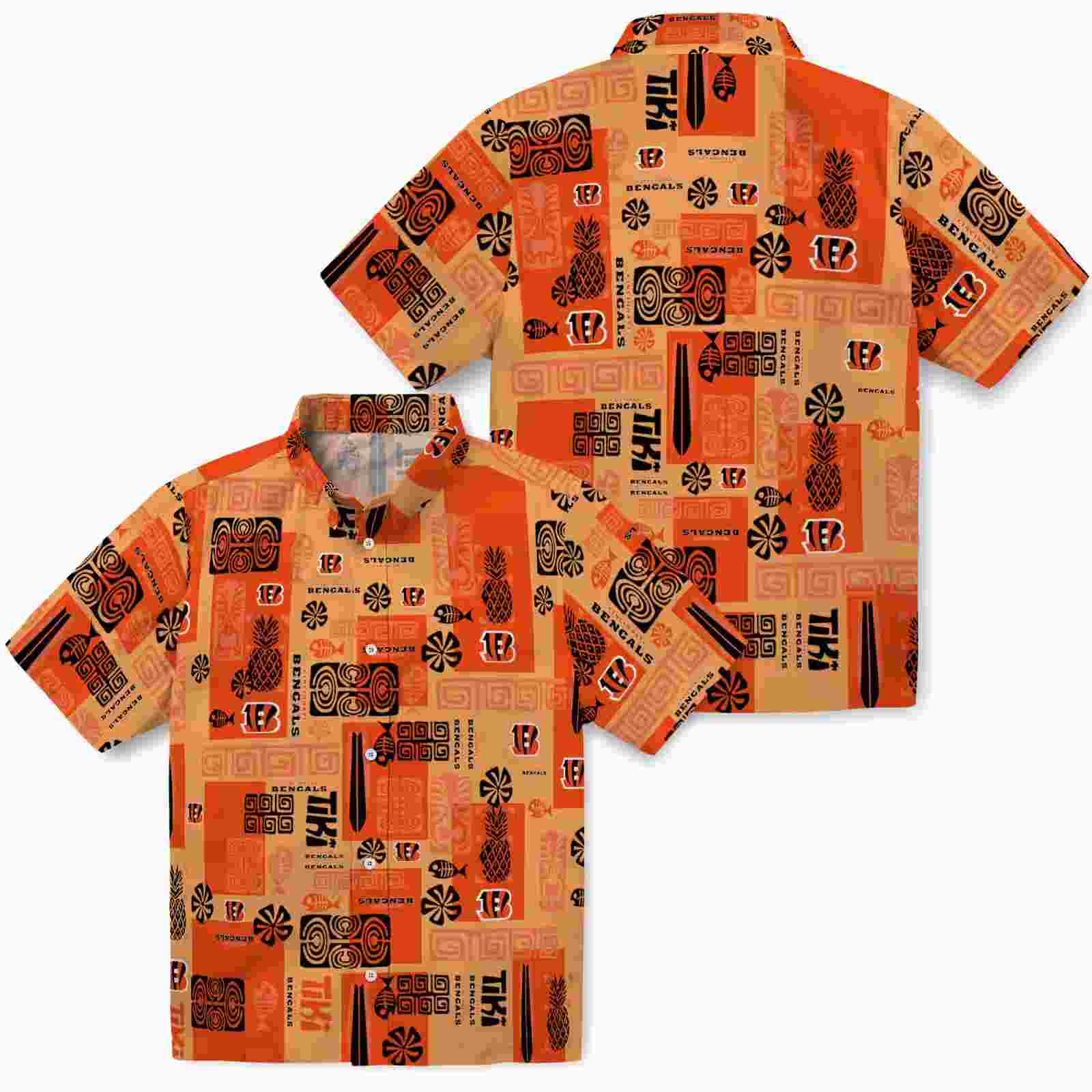 cincinnati bengals tribal symbols orange hawaiian shirt high quality