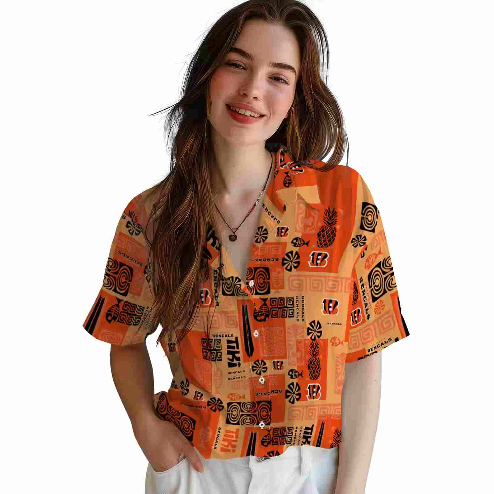 cincinnati bengals tribal symbols orange hawaiian shirt latest model