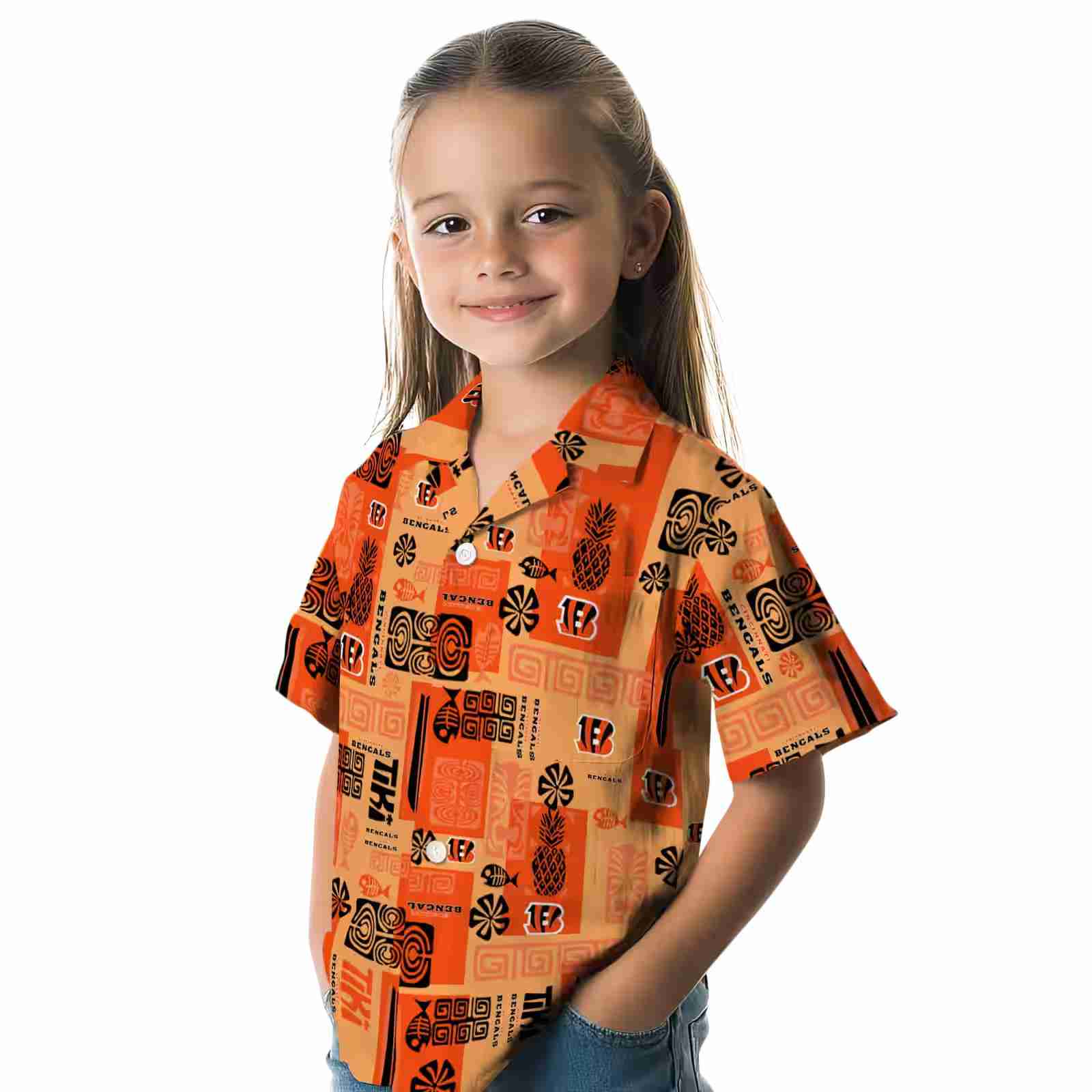cincinnati bengals tribal symbols orange hawaiian shirt premium grade