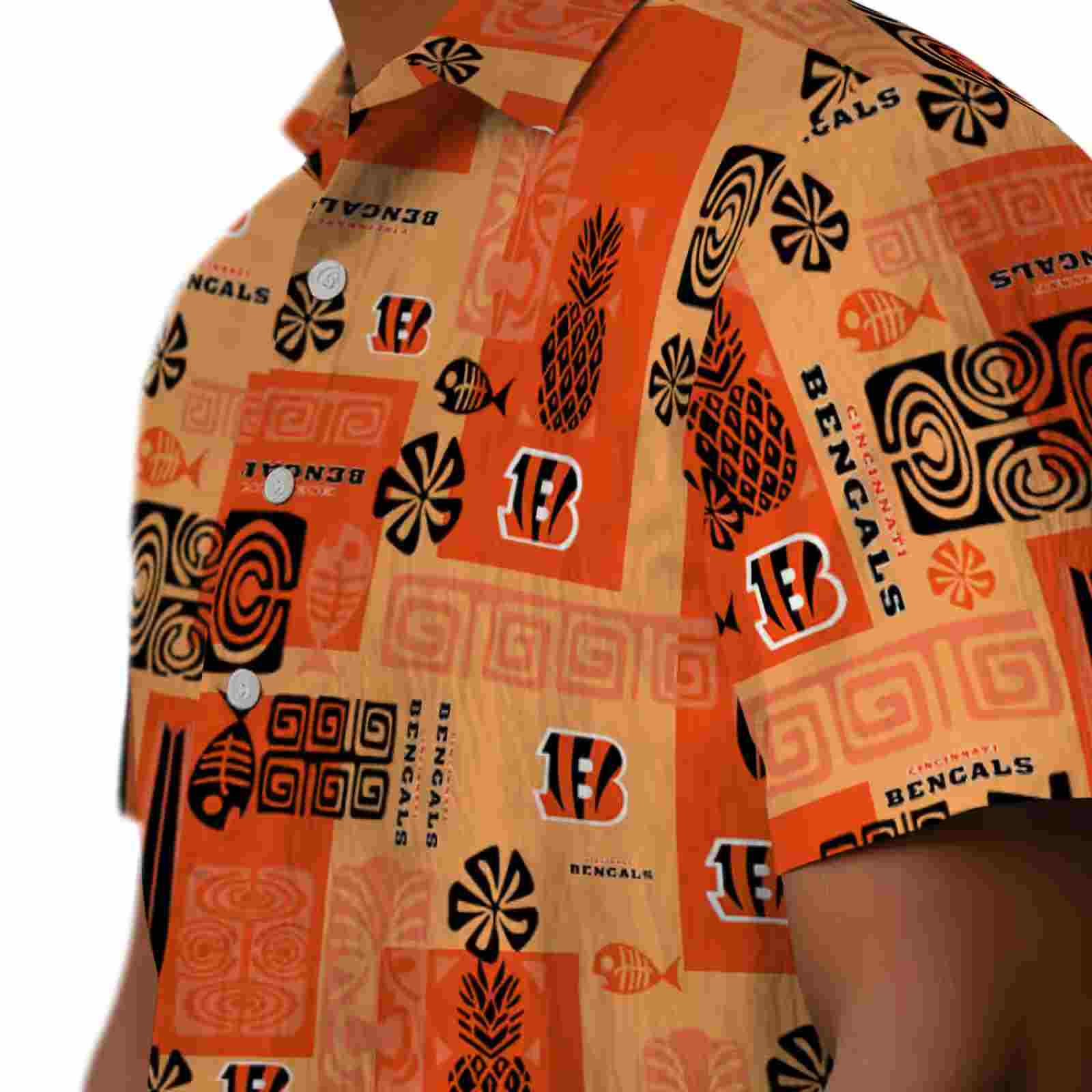 cincinnati bengals tribal symbols orange hawaiian shirt trendy