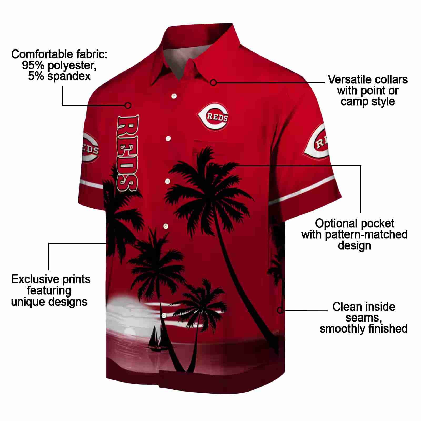 cincinnati reds beach sunset red black hawaiian shirt new arrival