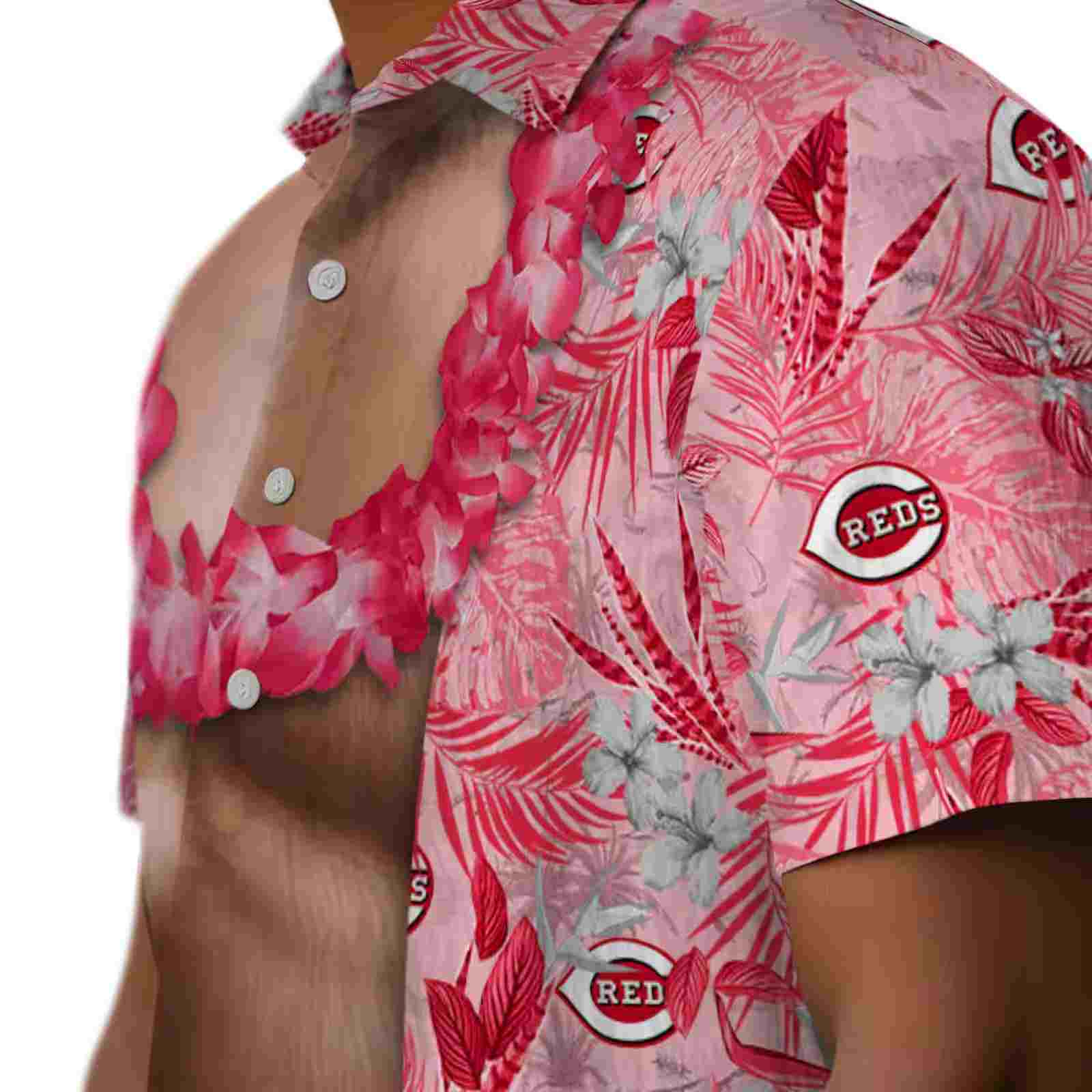 cincinnati reds chest illusion red hawaiian shirt trendy