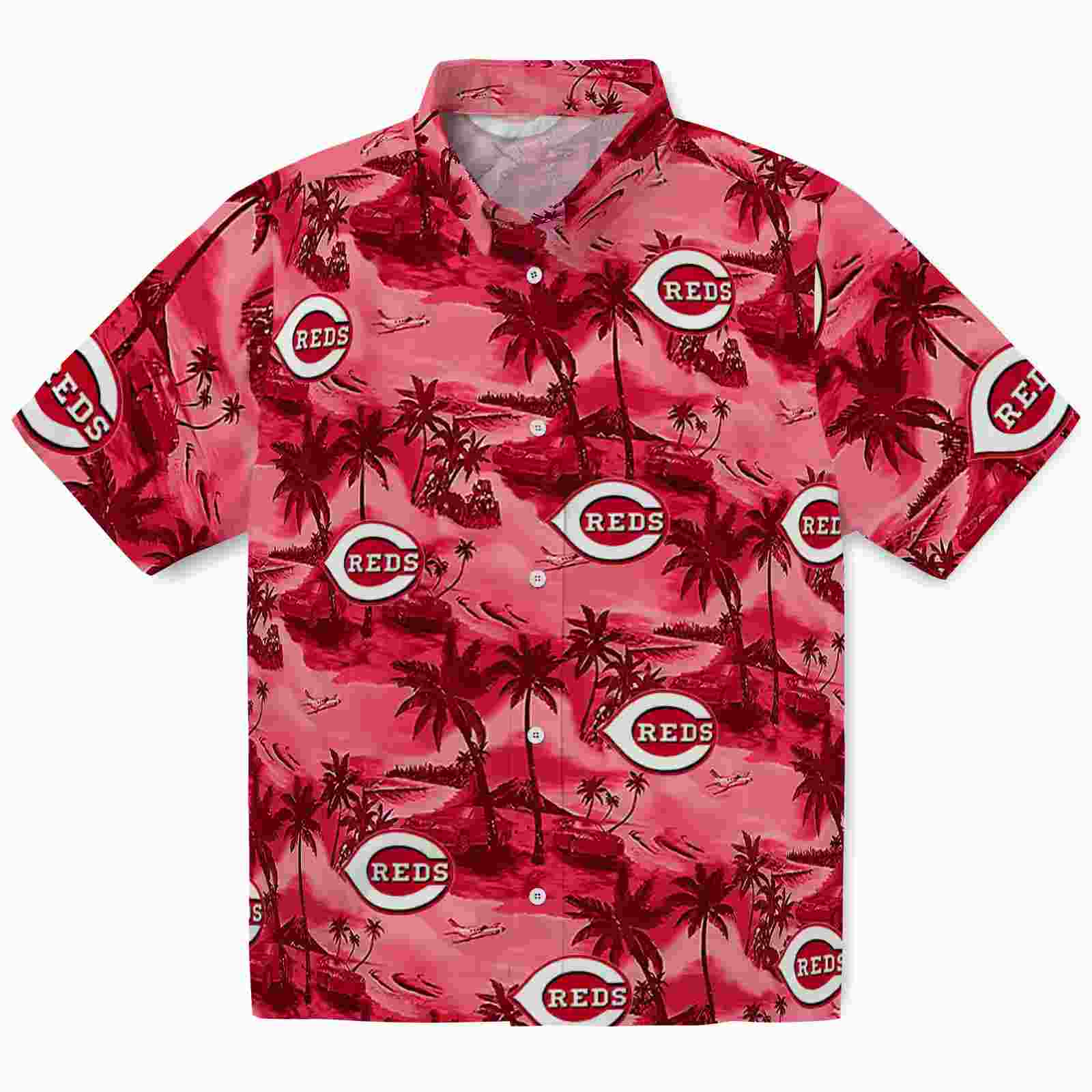 Cincinnati Reds Coastal Palms Red Hawaiian Shirt