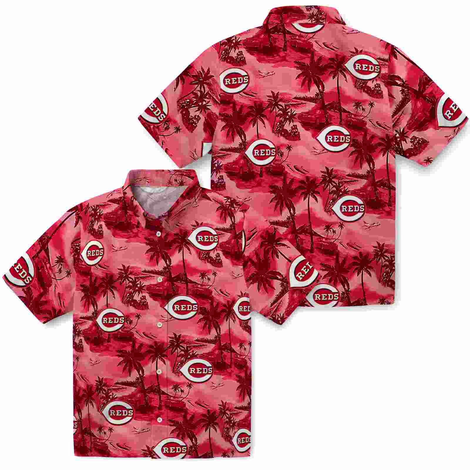 cincinnati reds coastal palms red hawaiian shirt high quality