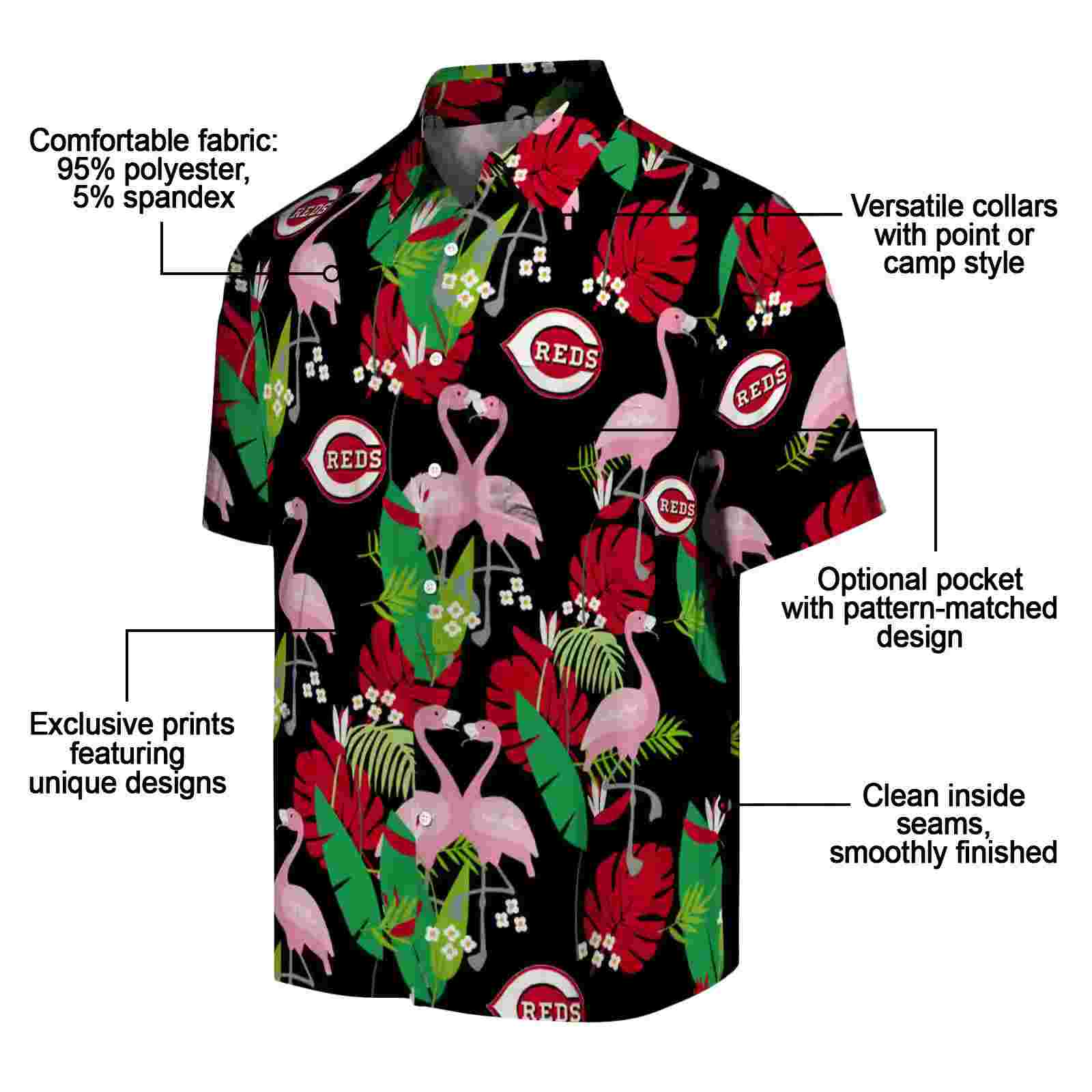 cincinnati reds flamingo foliage red green hawaiian shirt new arrival