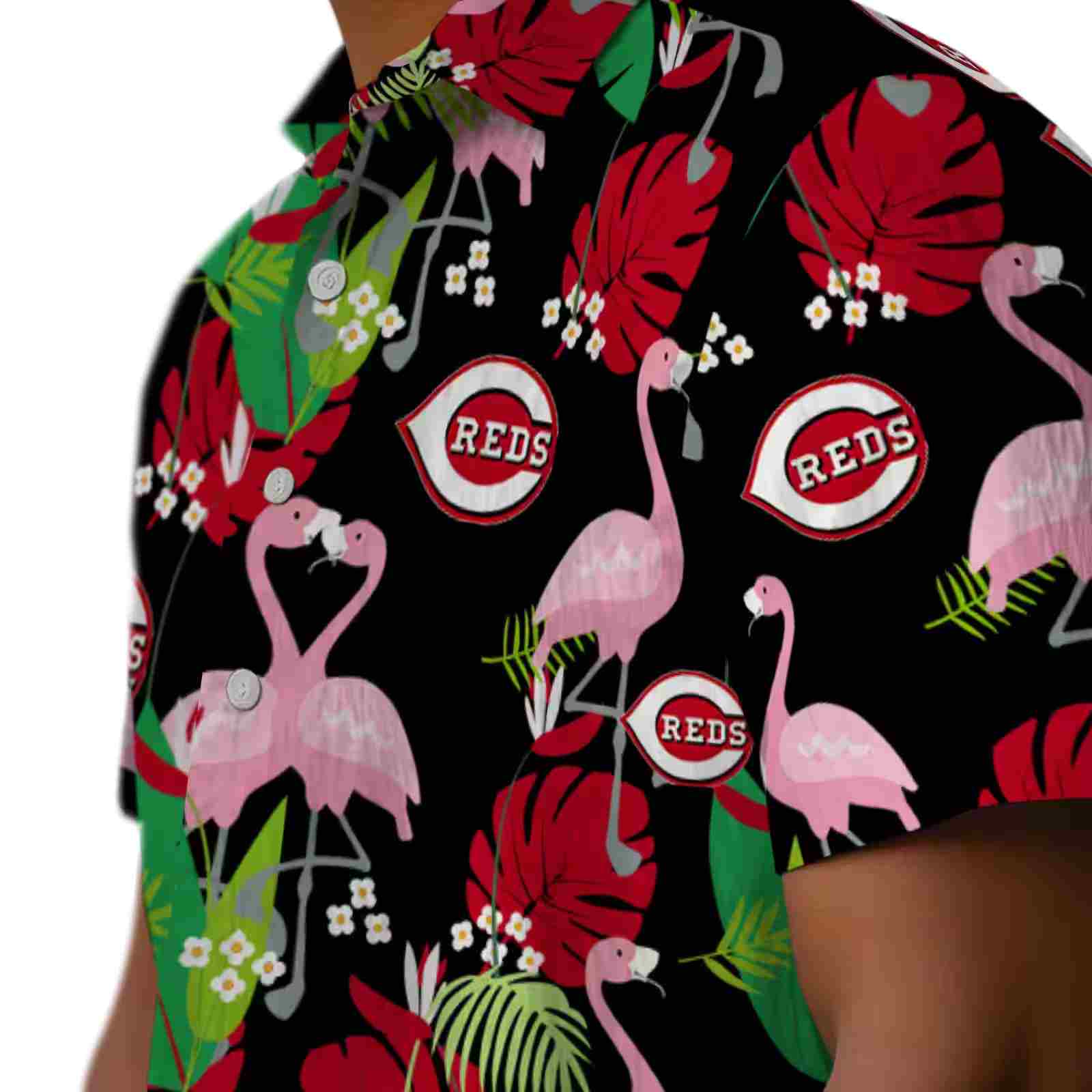 cincinnati reds flamingo foliage red green hawaiian shirt trendy