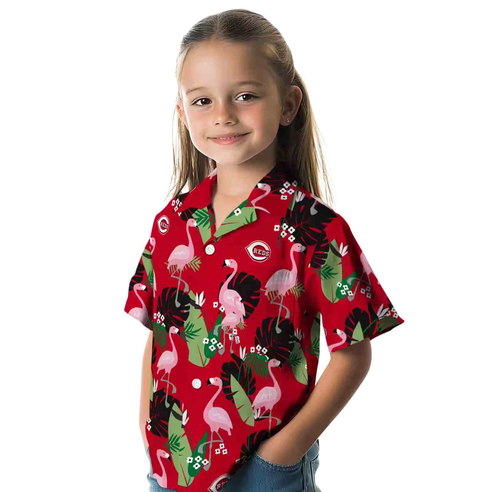 cincinnati reds flamingo leaf motif red hawaiian shirt premium grade